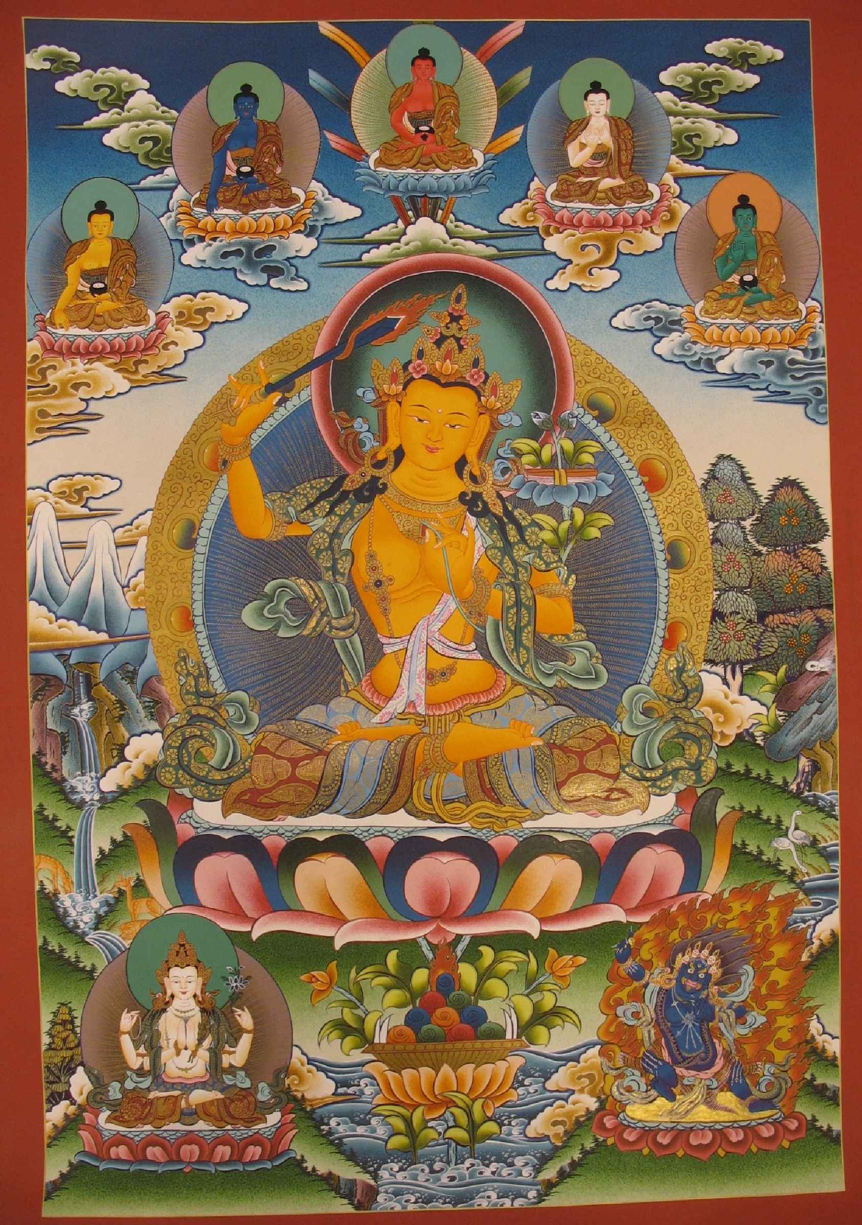 Tibet Buddhism Cloth Silk Vajradhara Vajrabhairava Goddess Thangka Thanka Mural 