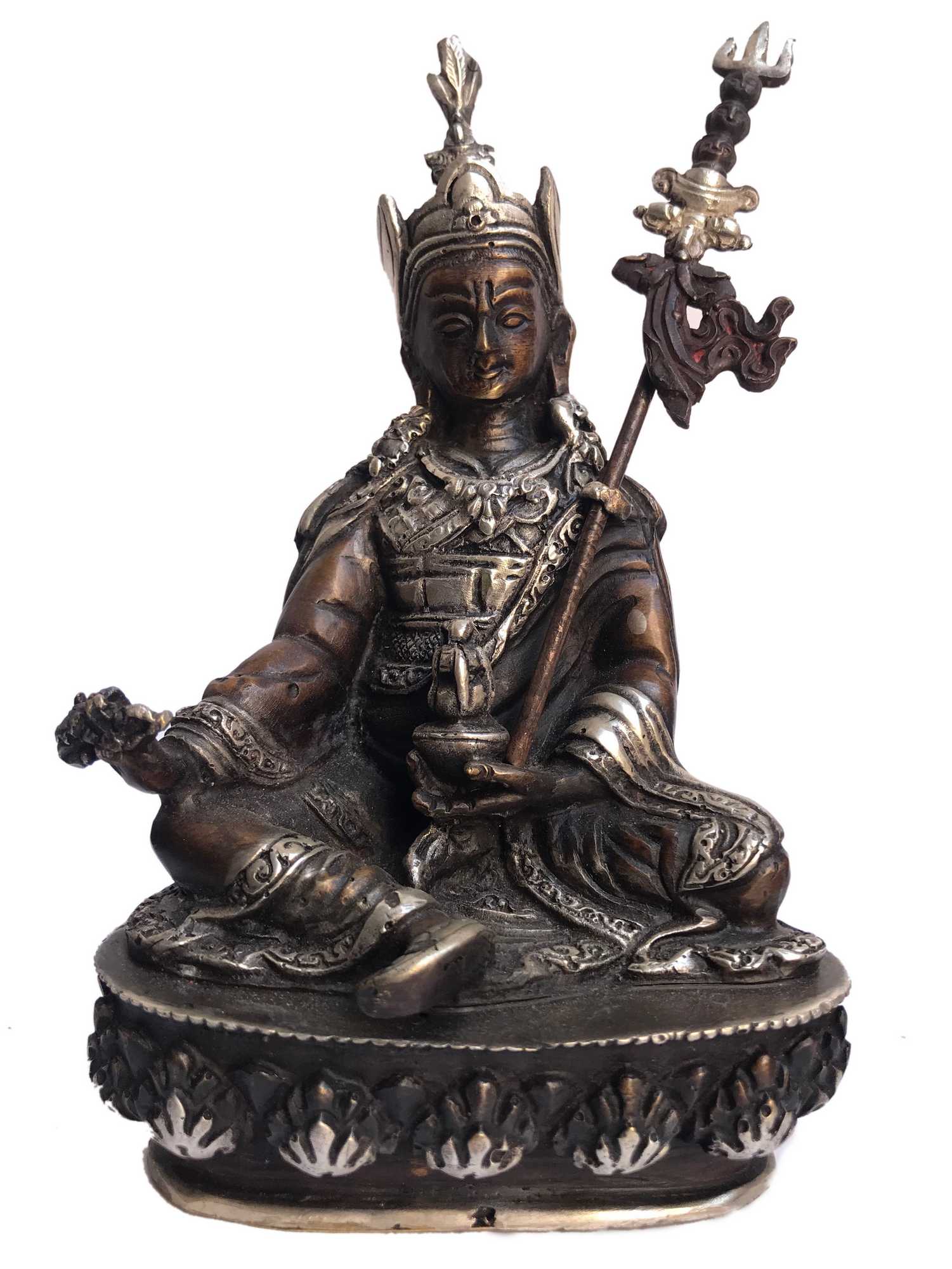 Buddhism Old Tibet silver Silk beast head Padmasambhava Buddha Shrines Fokan 