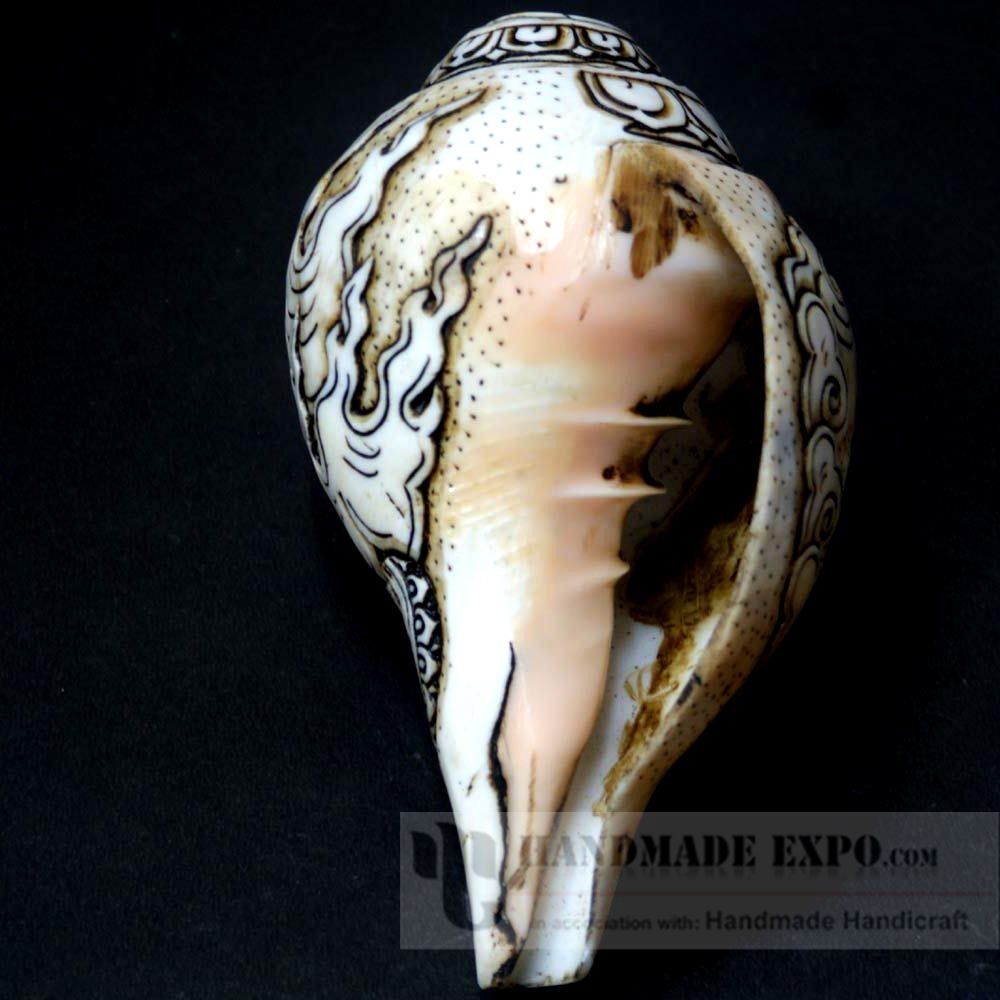 Yamantaka Vajrabhairava- Heruka Carved Conch Shell