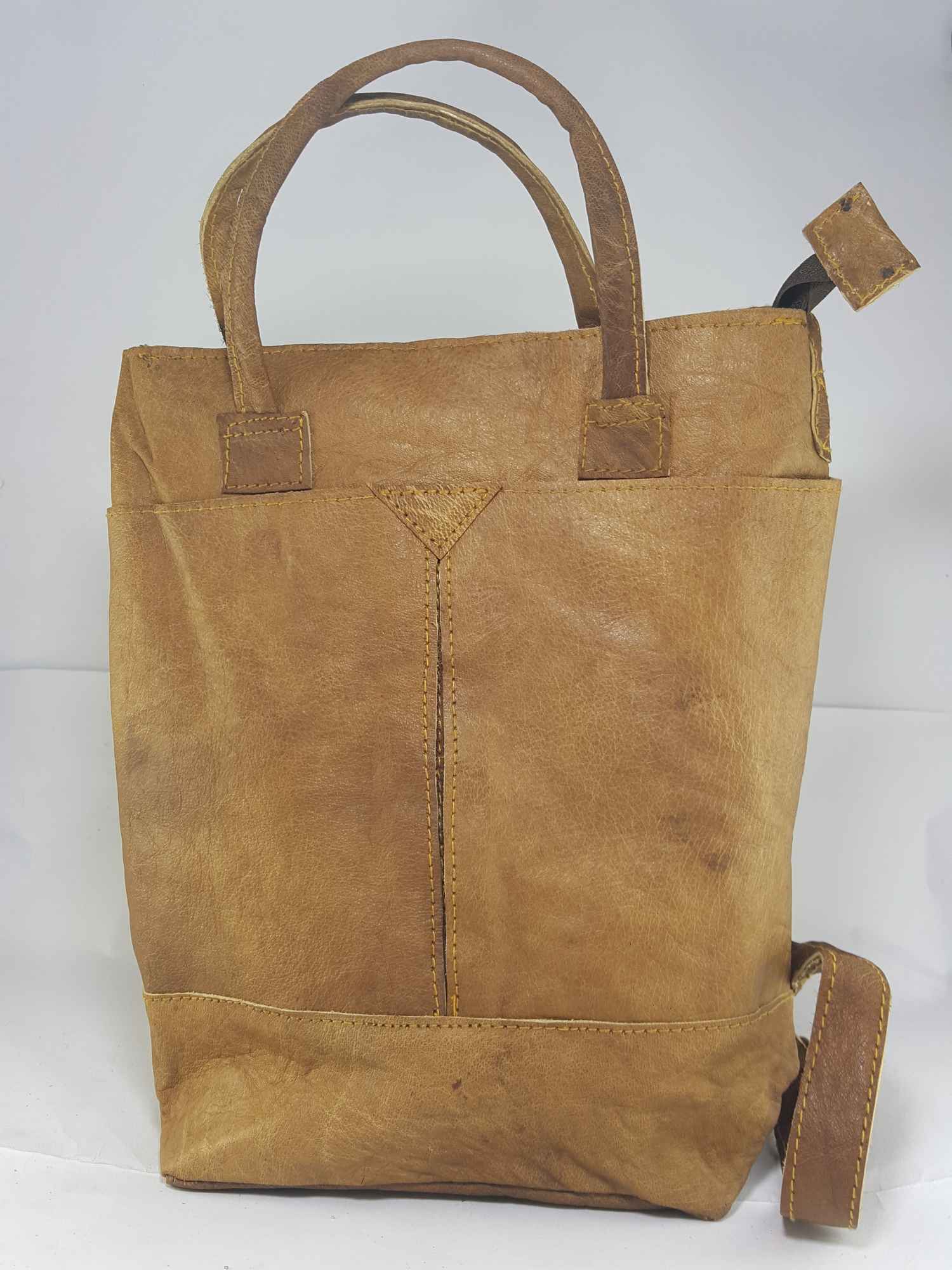 Himalayan Yak Leather Shopping Bag 3 Pocket, 1 hidden Pocket, 1 Zip, 30 ...