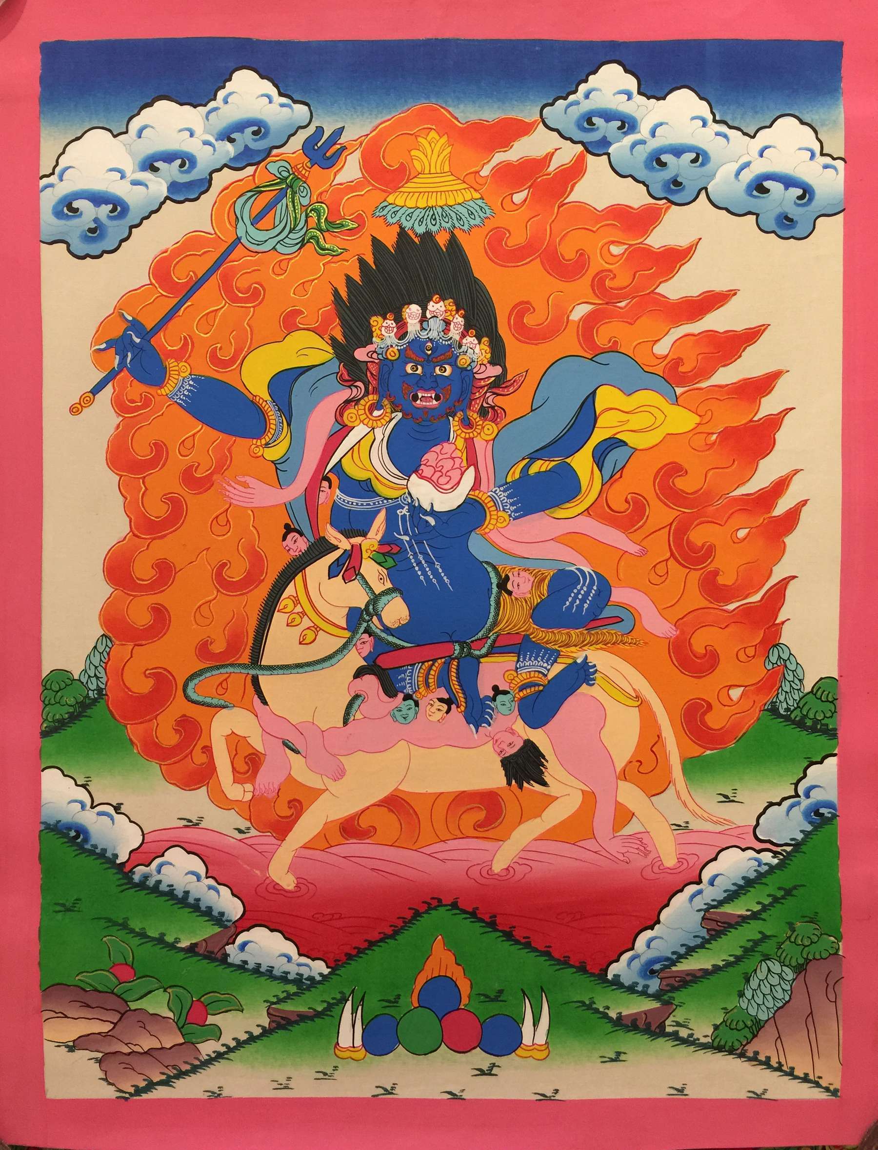 90CM Tibet Cloth Silk Buddhism Palden Lhamo Deity Thangka Tangka Mural Painting 