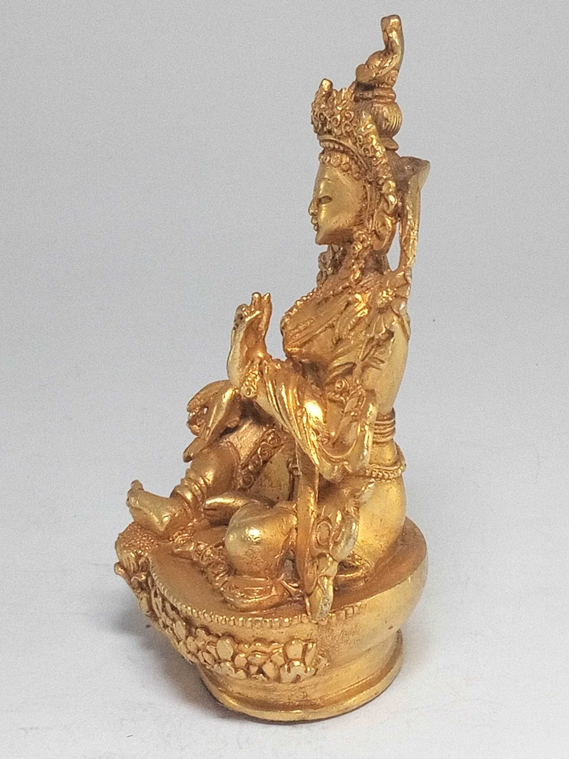 Buddhist Miniature Statue Of Green Tara full Gold Plated