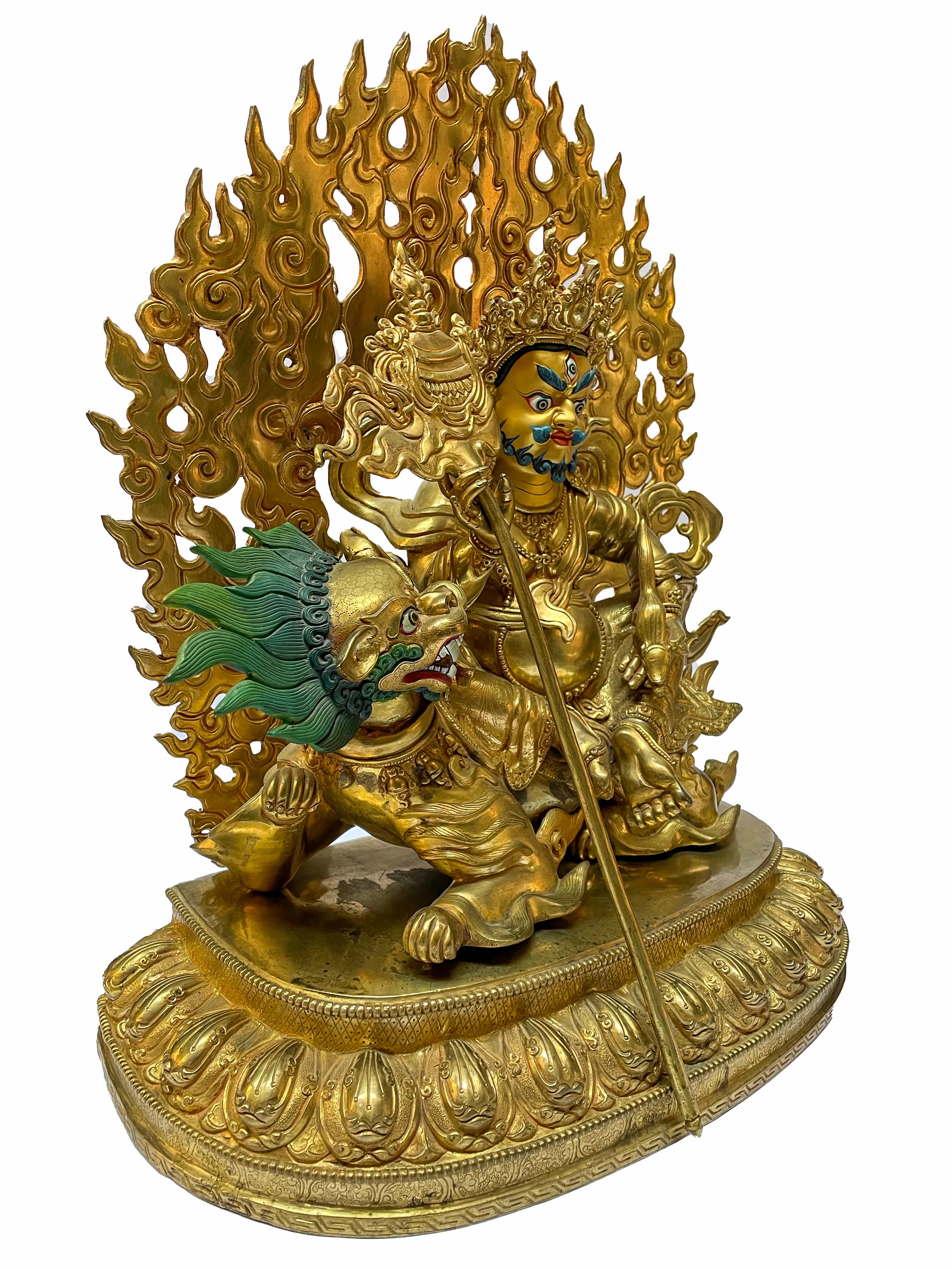 Nepali Statue Of Namtose Vaisravana Jambhala, copper Gold Plated