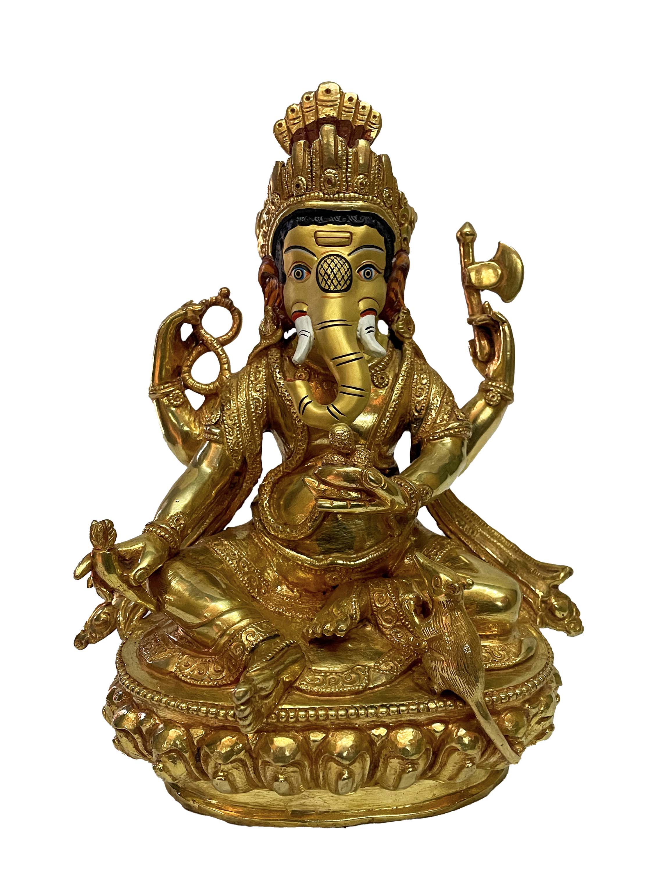 Schöne feine 1000-armige Ganesha Miniatur Buddha-Statue aus NEPAL SILBER 