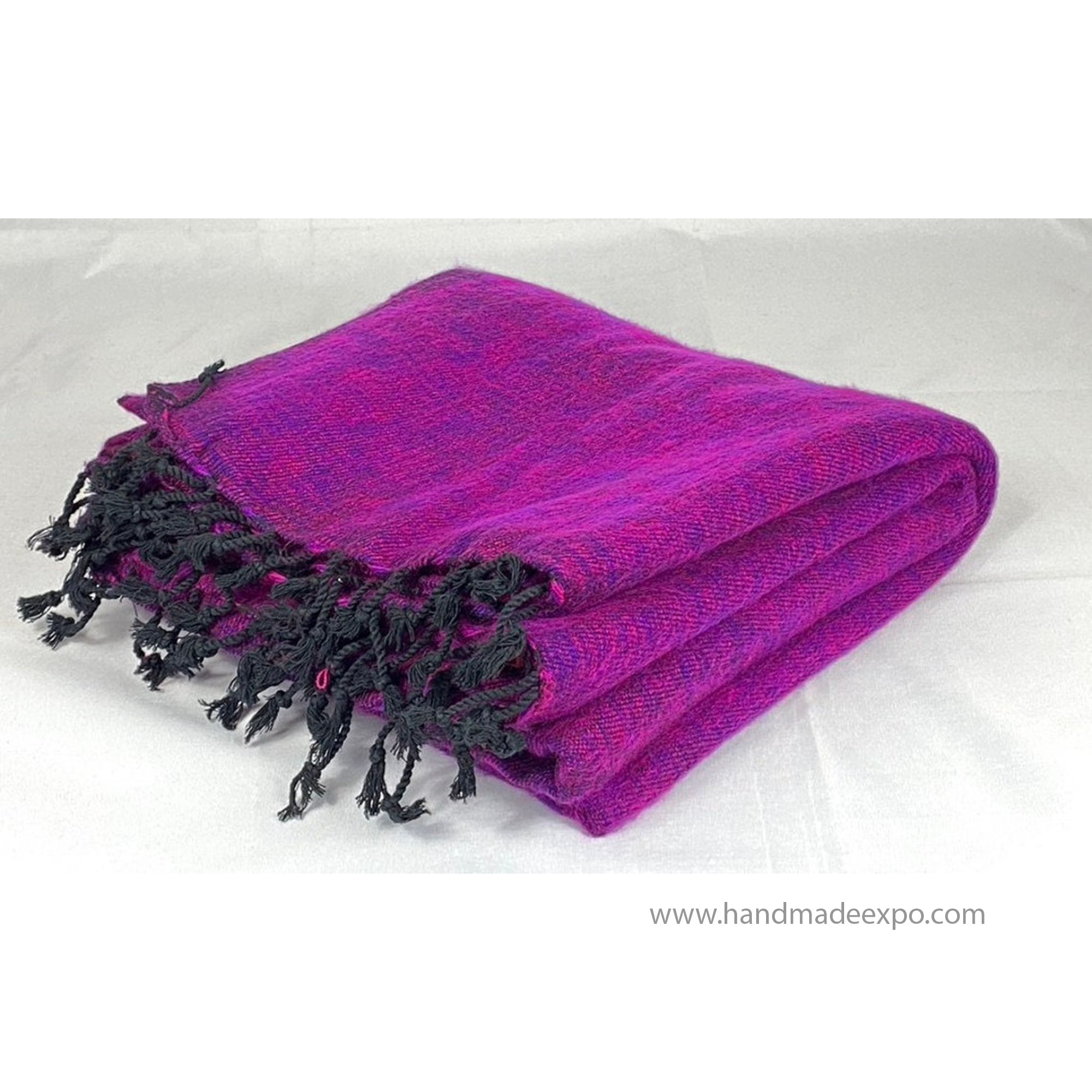 Yak Wool Blanket Nepali Acrylic Hand Loom Blanket Purple 4 230 by 114 cm made by Acrylic and cotton Yak Wool Shawl Yak Wool Blanket