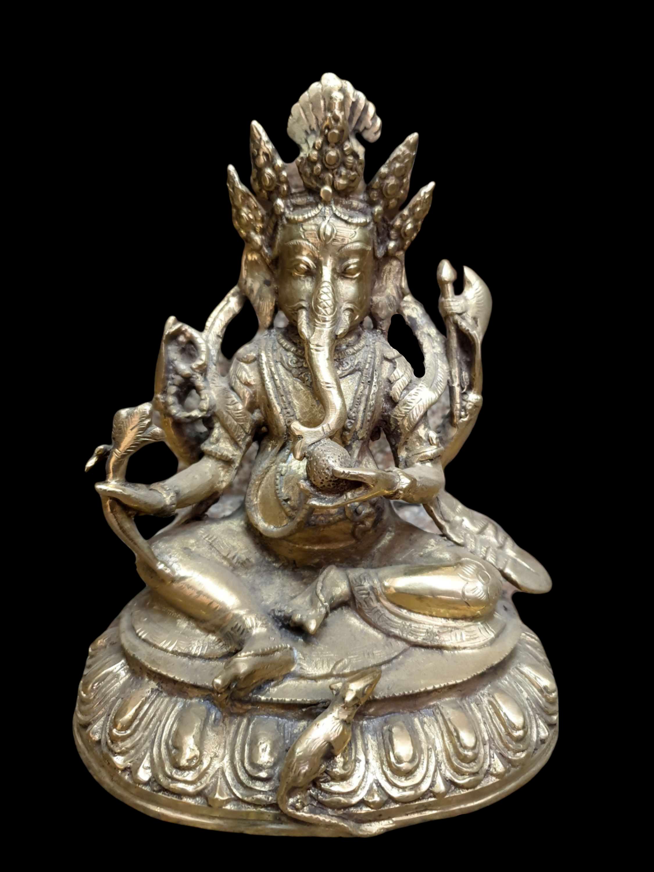 Statue mini Ganesha Ganesh Figur sitzend Handarbeit Nepal 3cm aus Messing 
