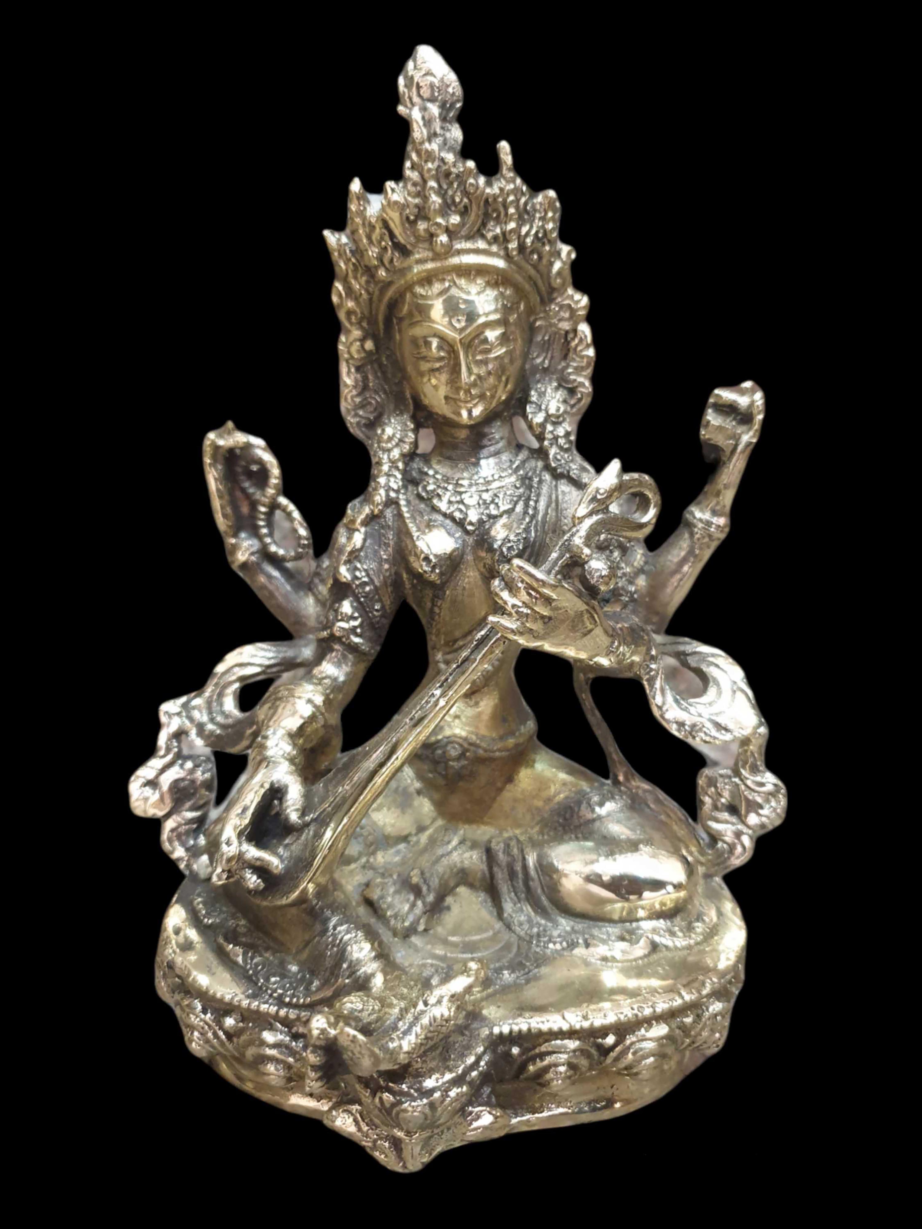 China  Old  Pure copper  Tibetan Buddhism  Sarasvati  The goddess of rhythm 