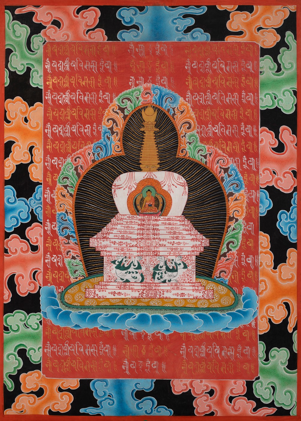 Tibetan Thangka Of Shakyamuni Buddha Mandala, real Gold, Natural Traditional Color, painted Both Side, rare Find, master Quality, old Stock