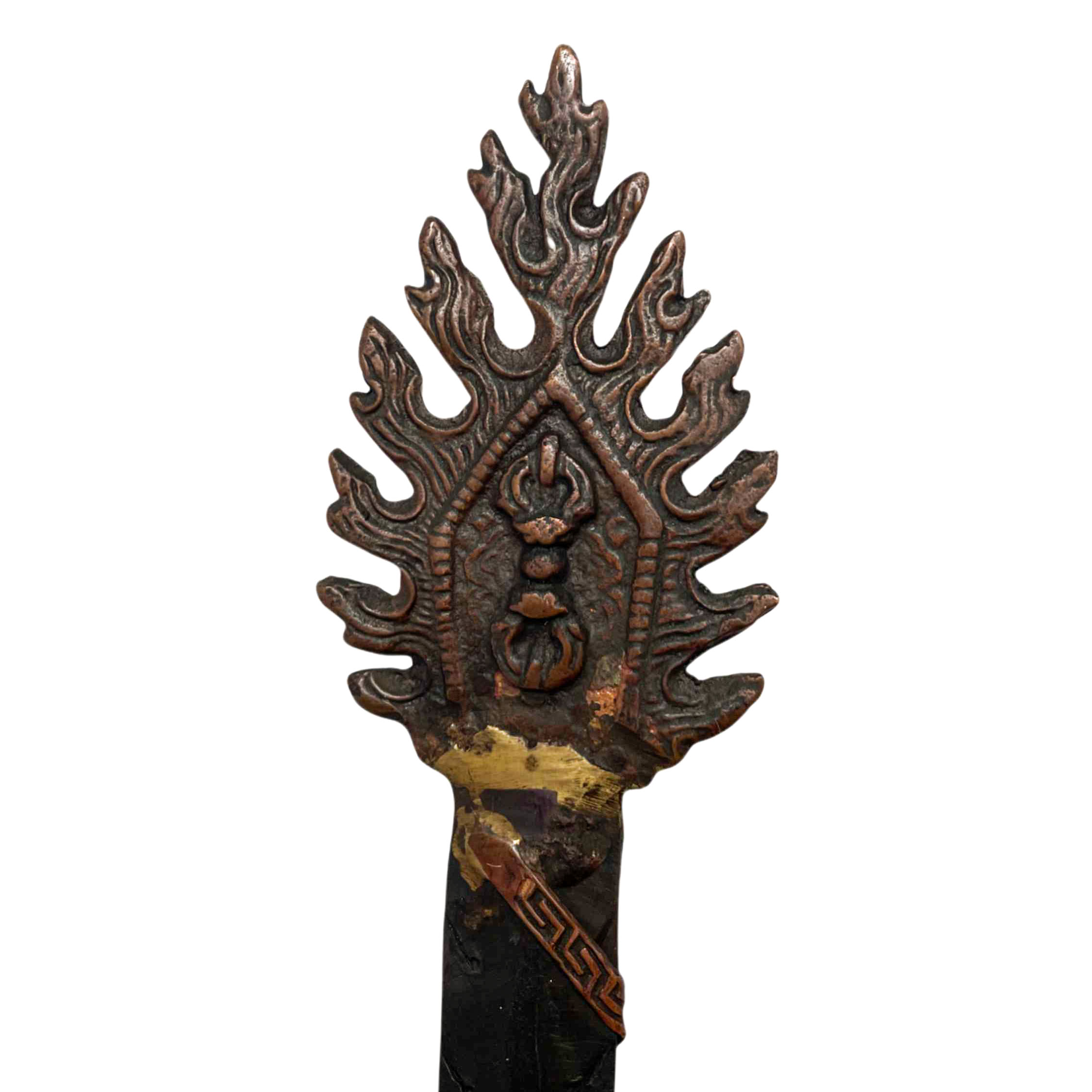 Buddhist Handmade Fire Sword Vajra At Handle, antique Finishing