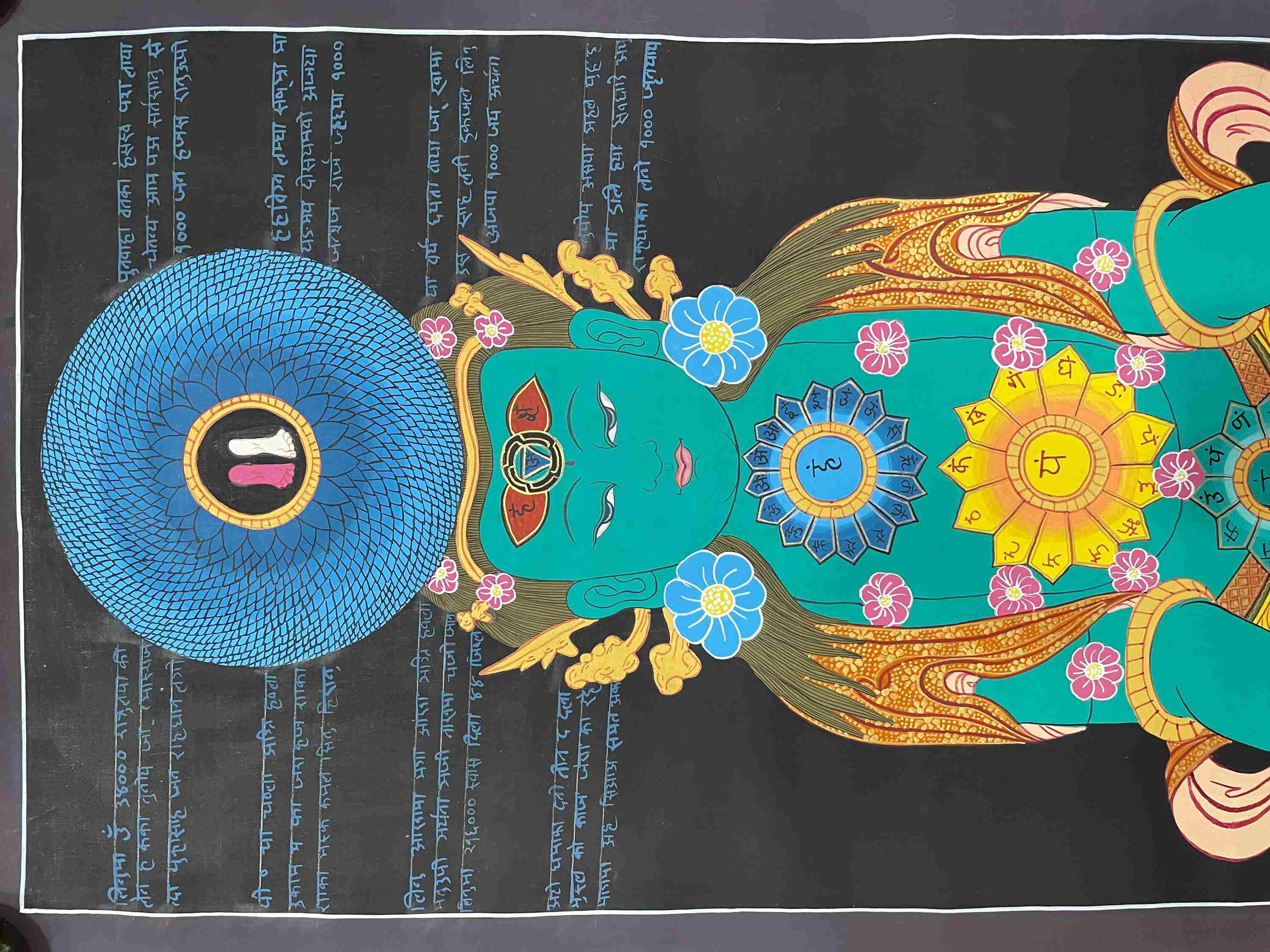 Buddhist Hand Painting Of Seven Chakra, Bigger Samadhi, hand Painted