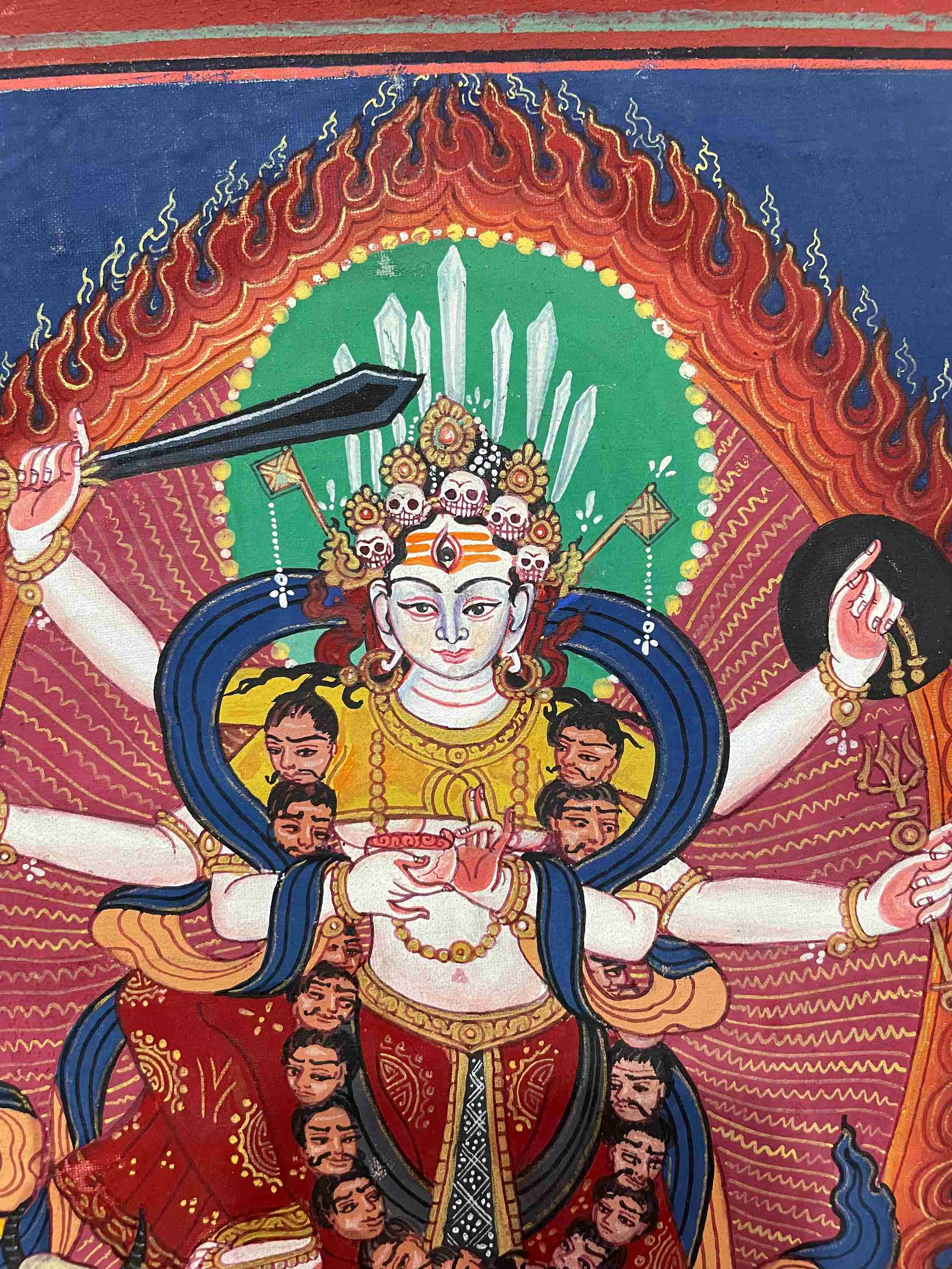 old, Buddhist Hand Painting Thangka Of Maheshwari Durga, hand Painted