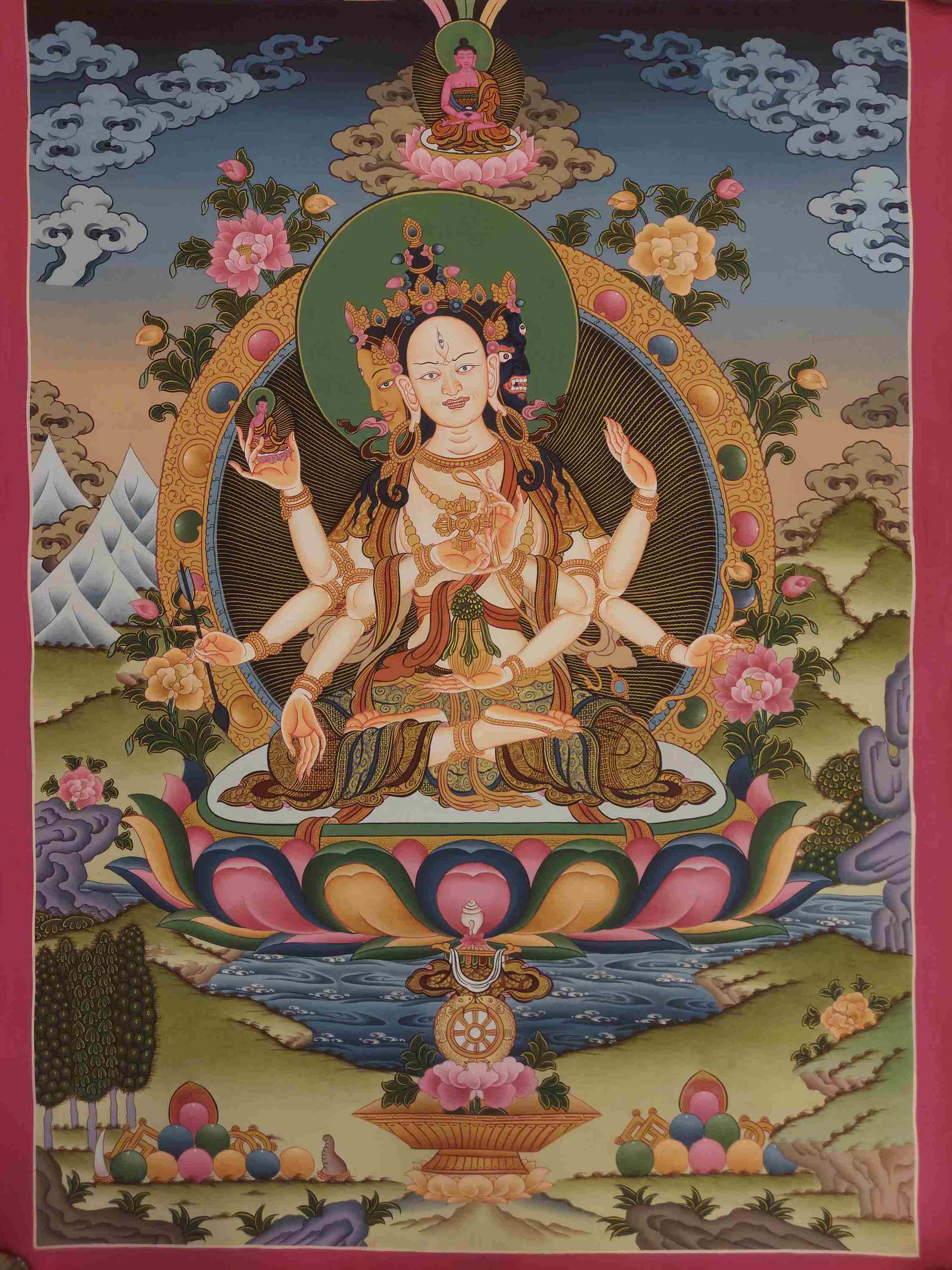 Buddhist Hand Painting Thangka Of Namgyalma hand Painted , Amitabha ...