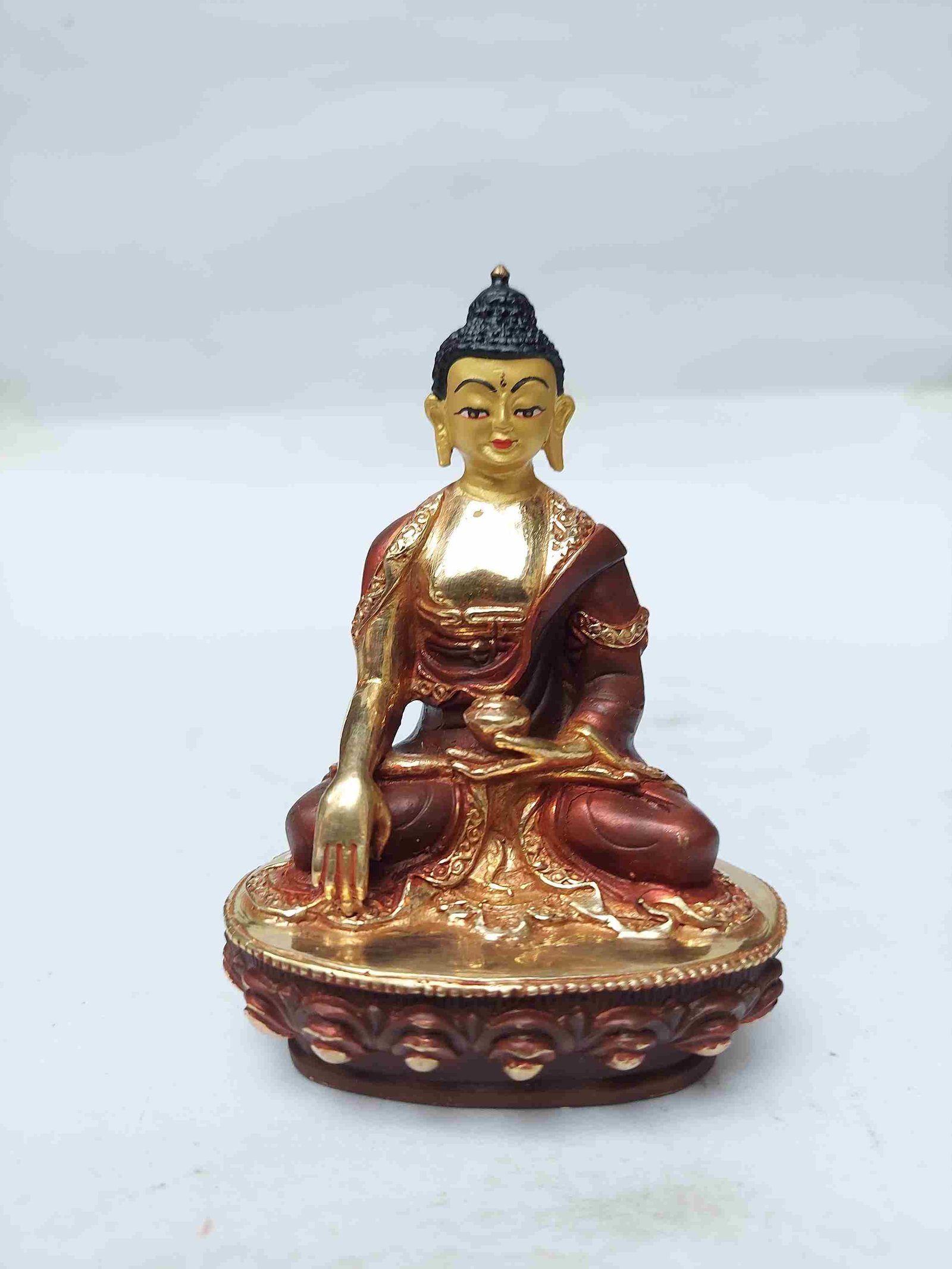 Buddhist Statue Of Bhimsen, Full Gold Plated, With Painted Face | Price ...