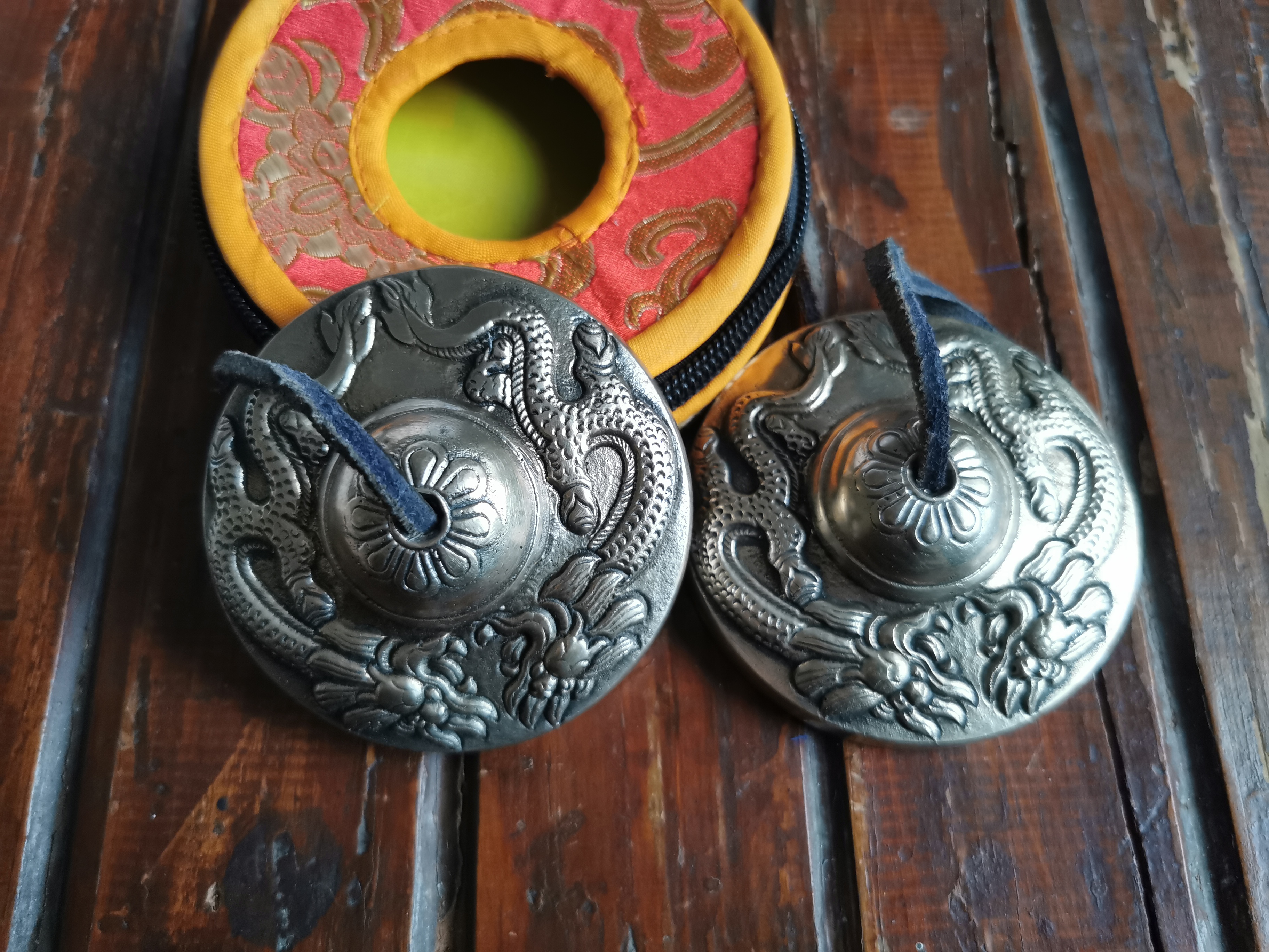 Buddhist Bronze Tingsha dragon Design With Cover