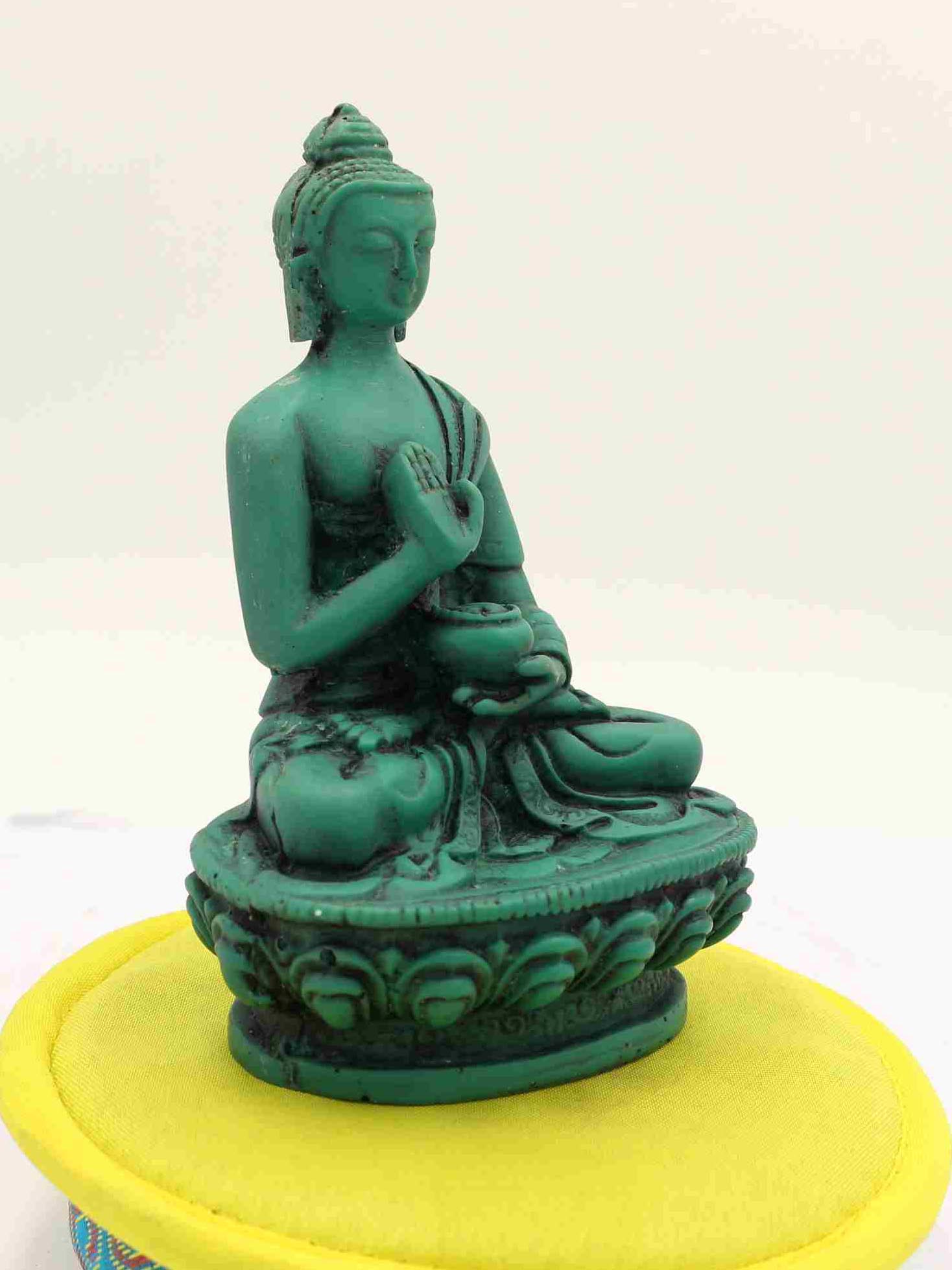 Buddhist Statue Of Amoghasiddhi Buddha, green Resin Buddha