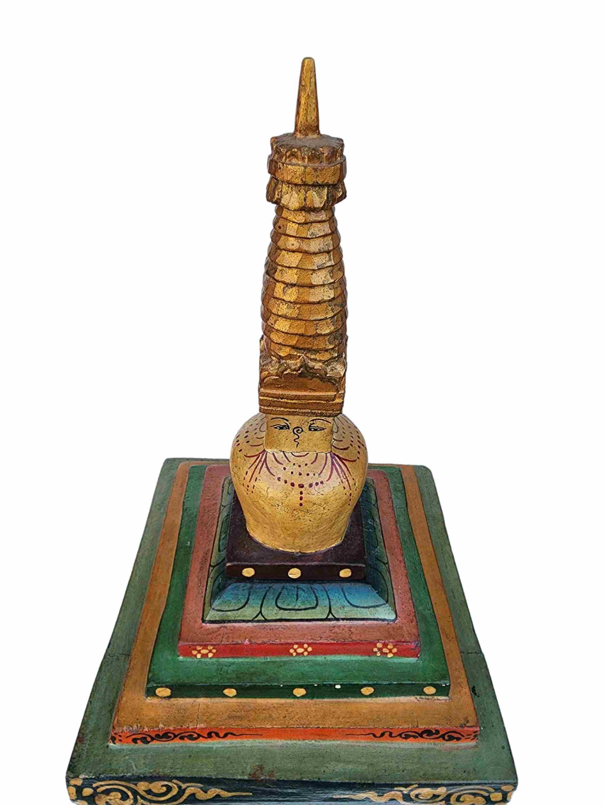 Buddhist wooden, Statue Of Stupa traditional Color, painted