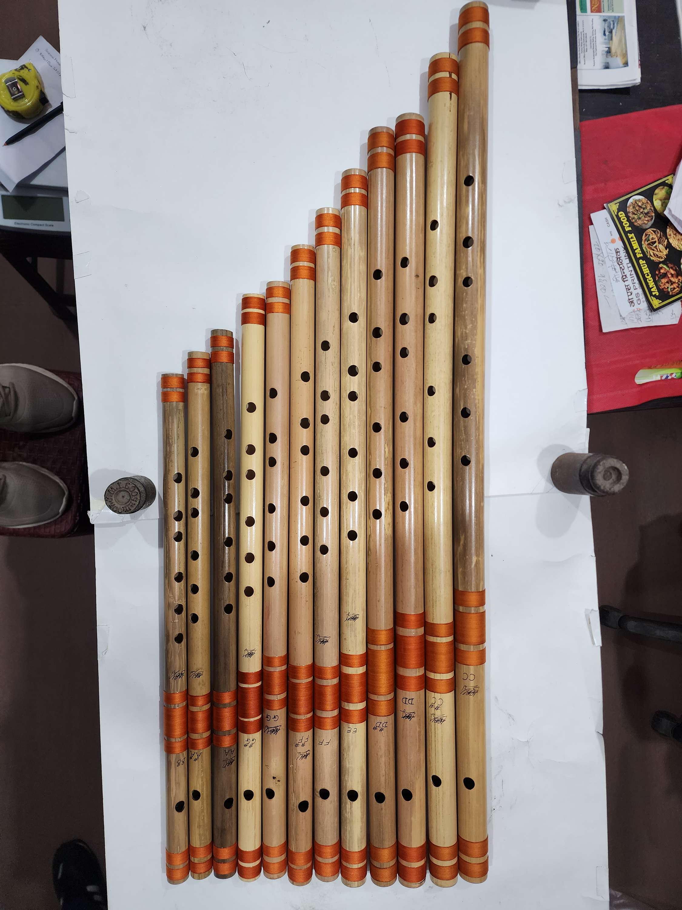 High Quality Nepali Folk Musical Instrument bansuri, 12 Pieces Set With Arranged Music Tone, professional