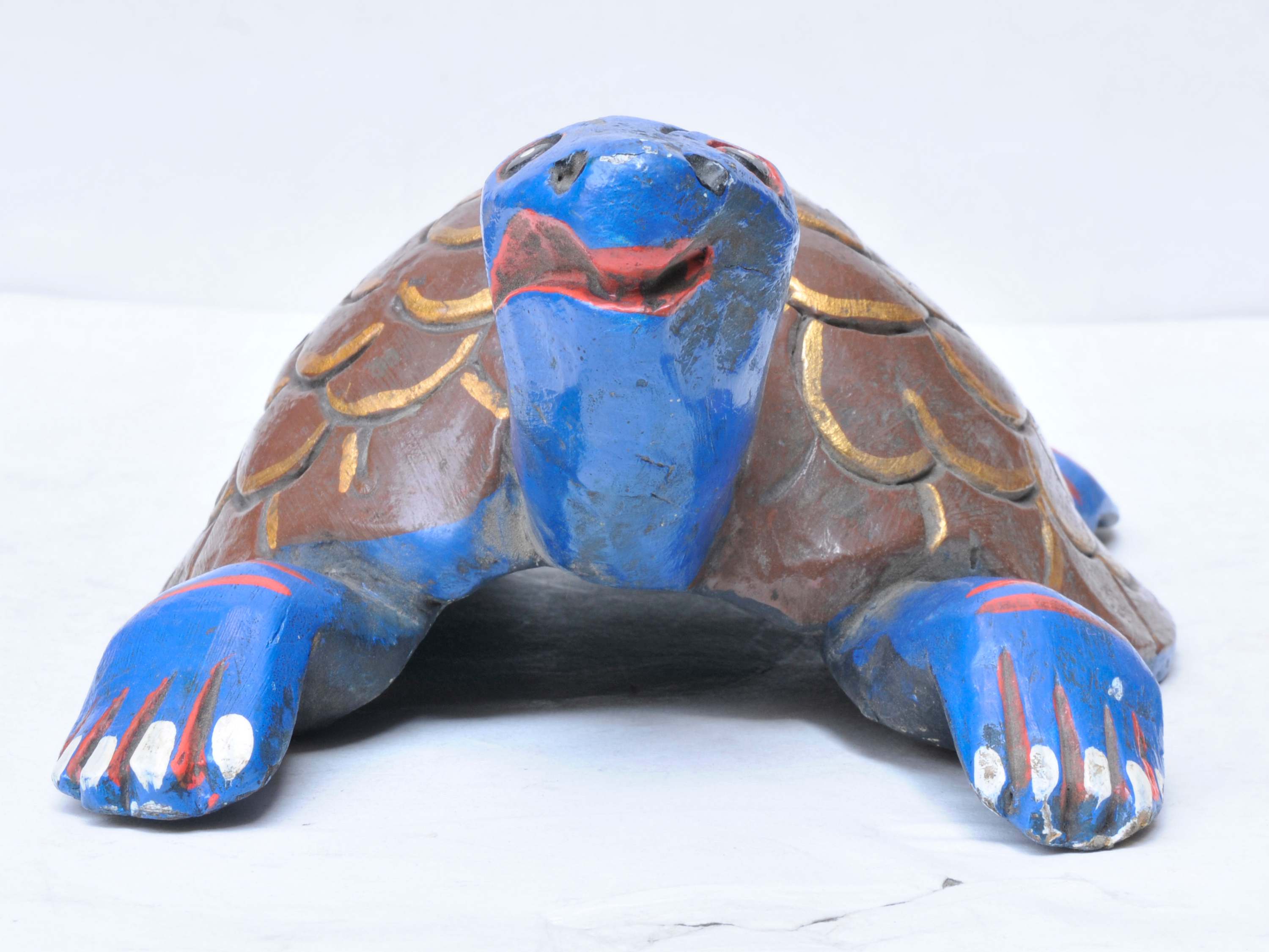 Wooden Statue Of Tortoise For Decoration, Blue Colour