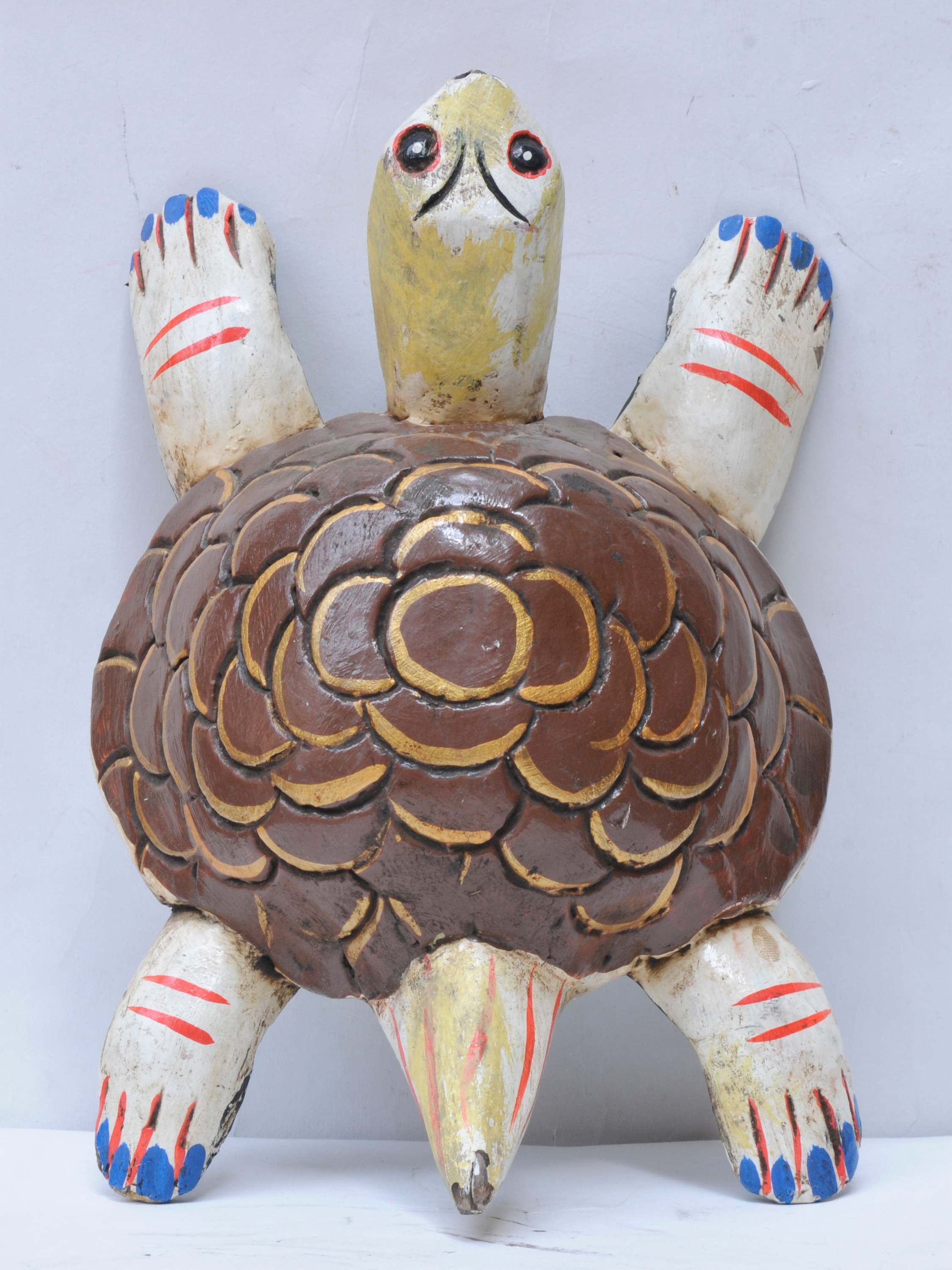 Wooden Statue Of Tortoise For Decoration, White Colour