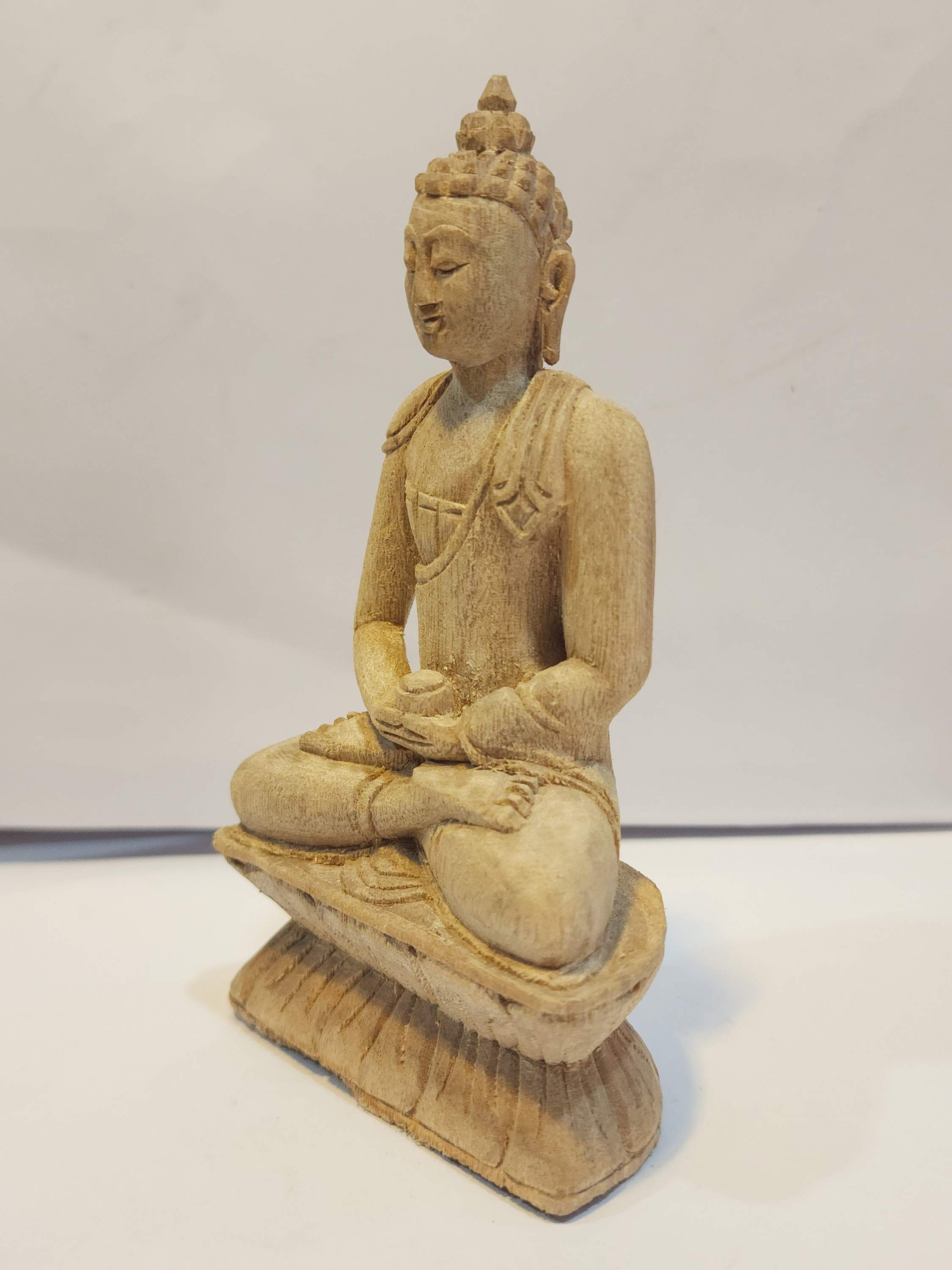 Buddhist Handmade Wooden Statue Of Amitabha Buddha, camphor Wood