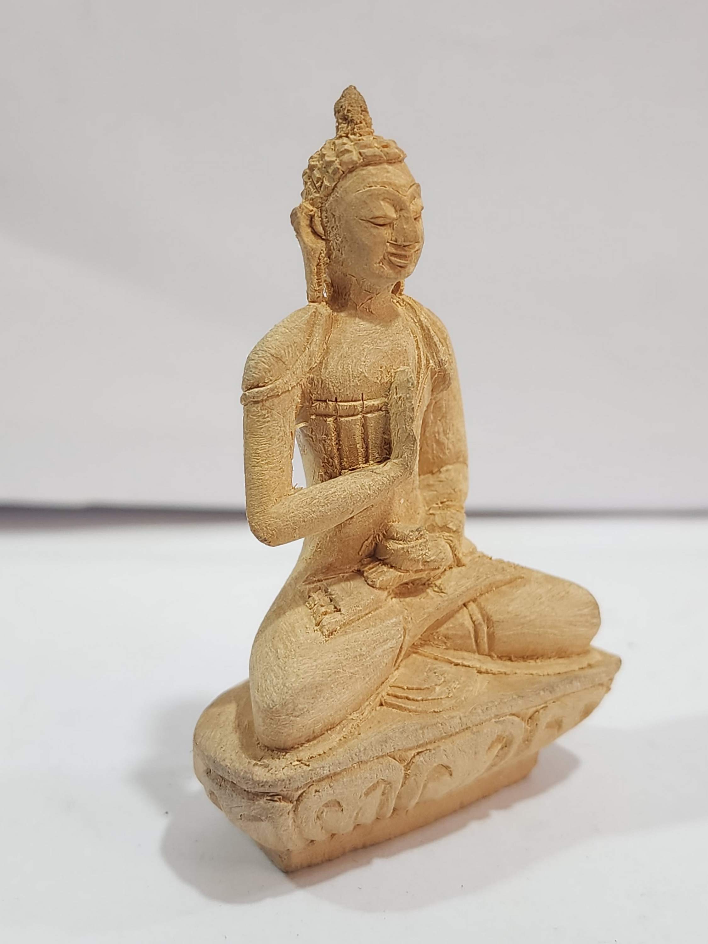 Buddhist Handmade Wooden Statue Of Amoghasiddhi Buddha Or Blessing Buddha karma Wood