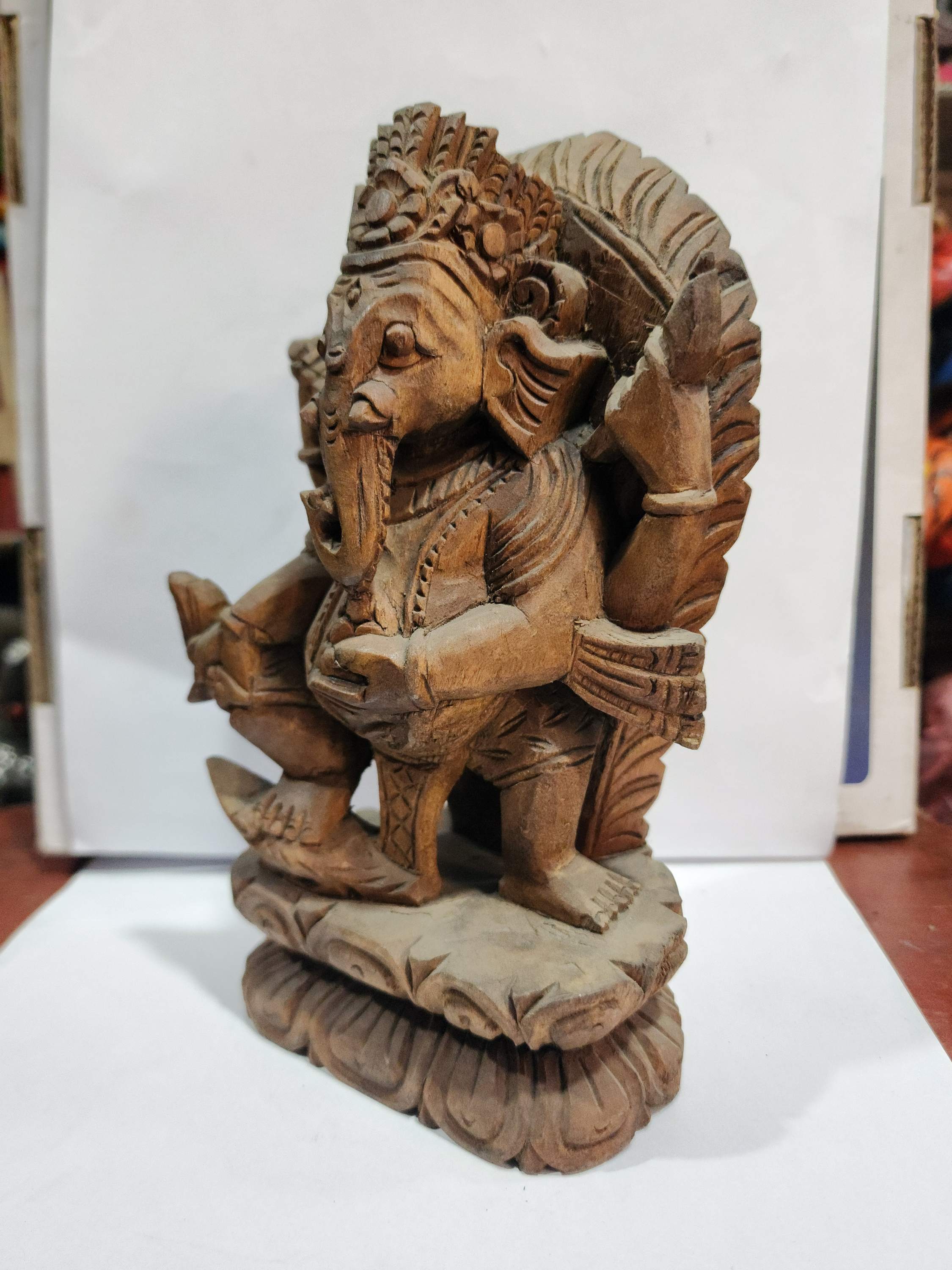 Buddhist Handmade Wooden Statue Of Ganesh, karma Wood