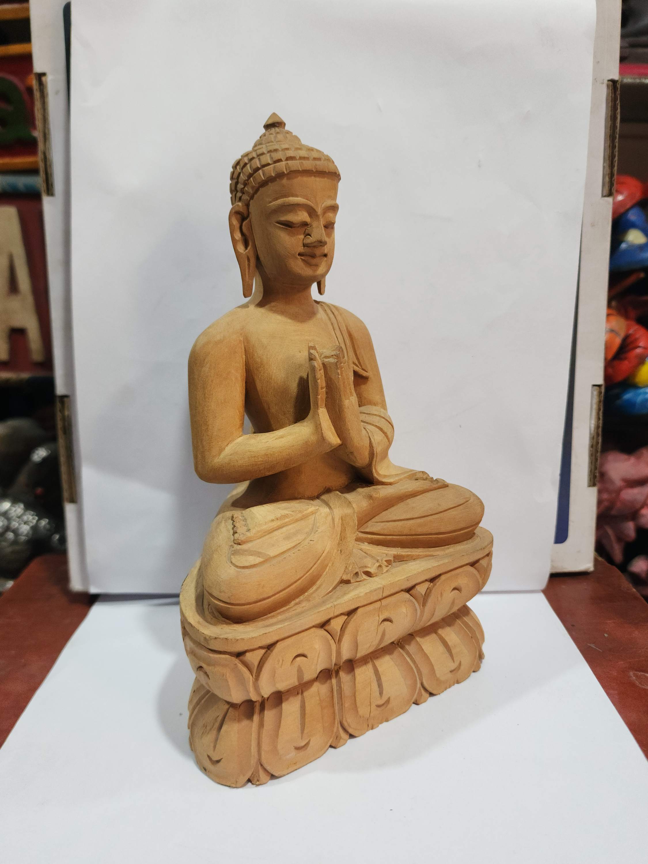 Buddhist Handmade Wooden Statue Of Vairochana Buddha, karma Wood