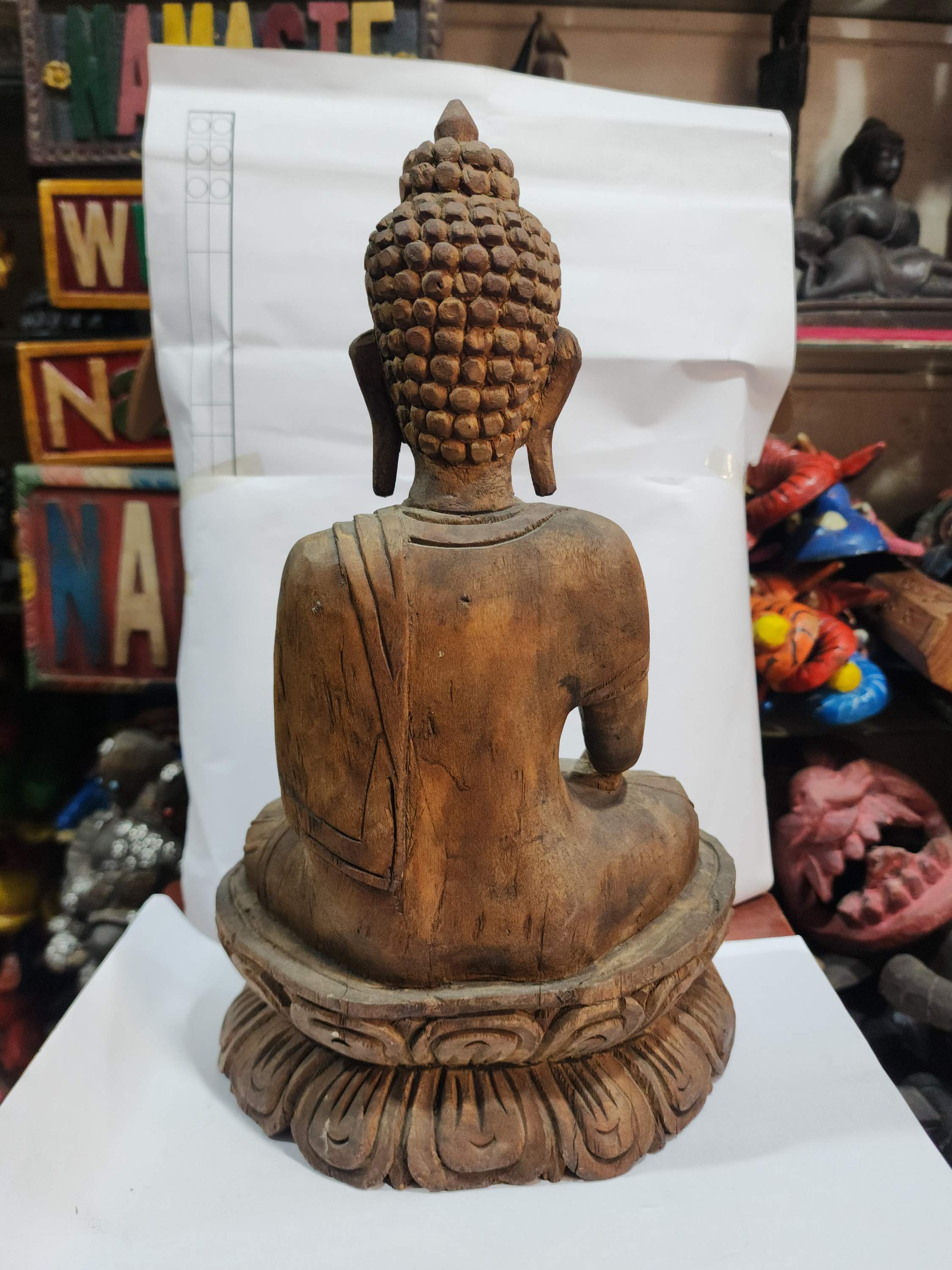 Buddhist Handmade Wooden Statue Of Shakyamuni Buddha, karma Wood