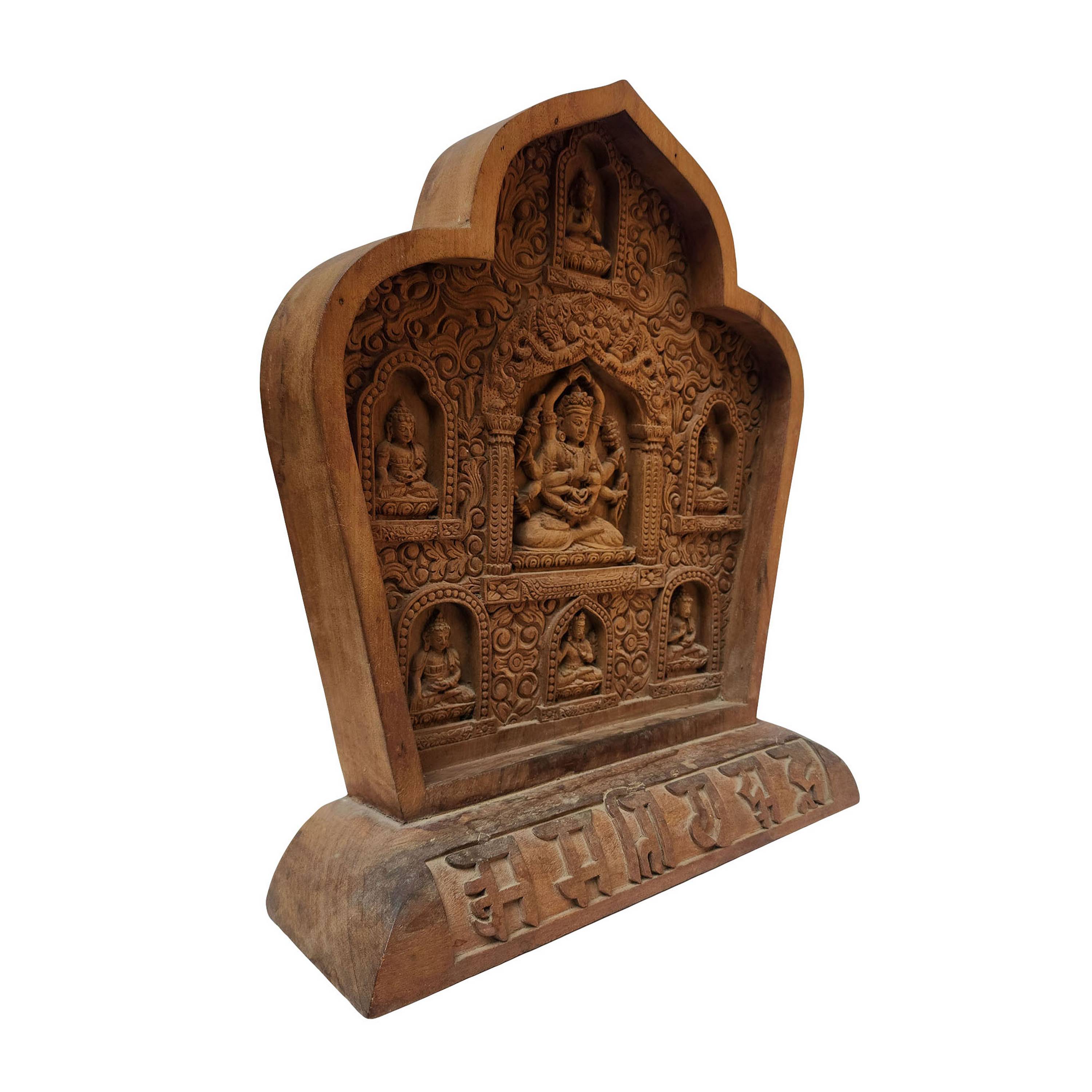 Namasangiti Wooden Alter, Surrounded By Pancha Buddha And Manjushree Hand Carved Wooden Frame.