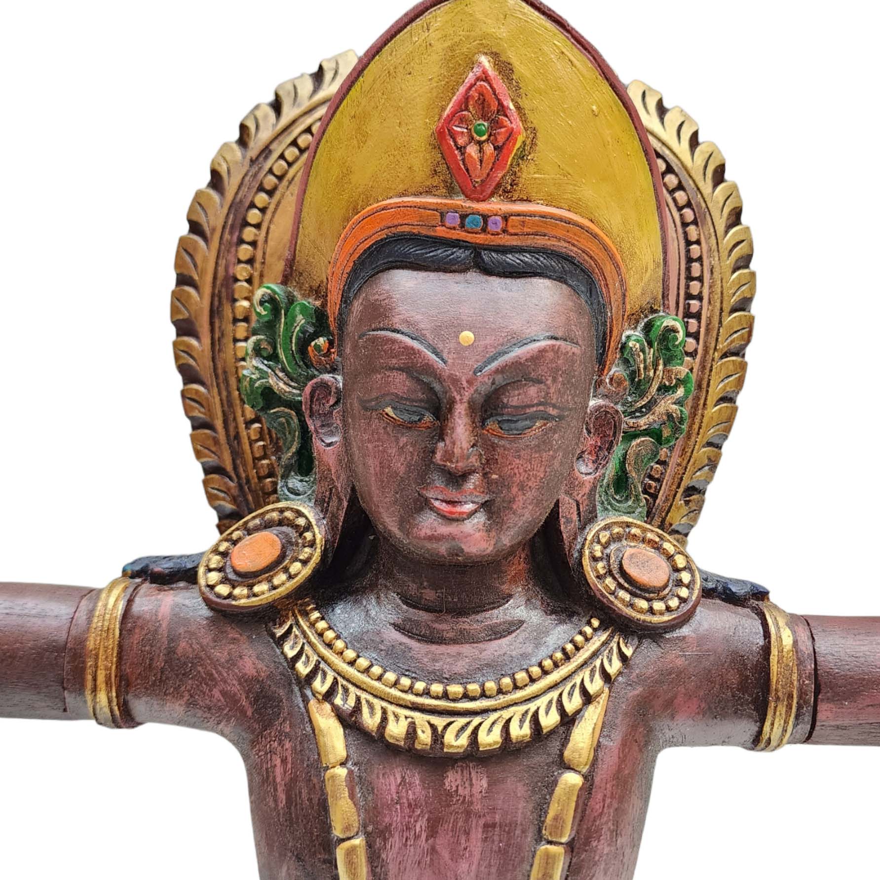 Indra - God Of Rain, A Wooden Handmade Statue Of Indra, With A Detachable Hand, And A Painted, rare Find Form Of Indra Jatra In Kathmandu
