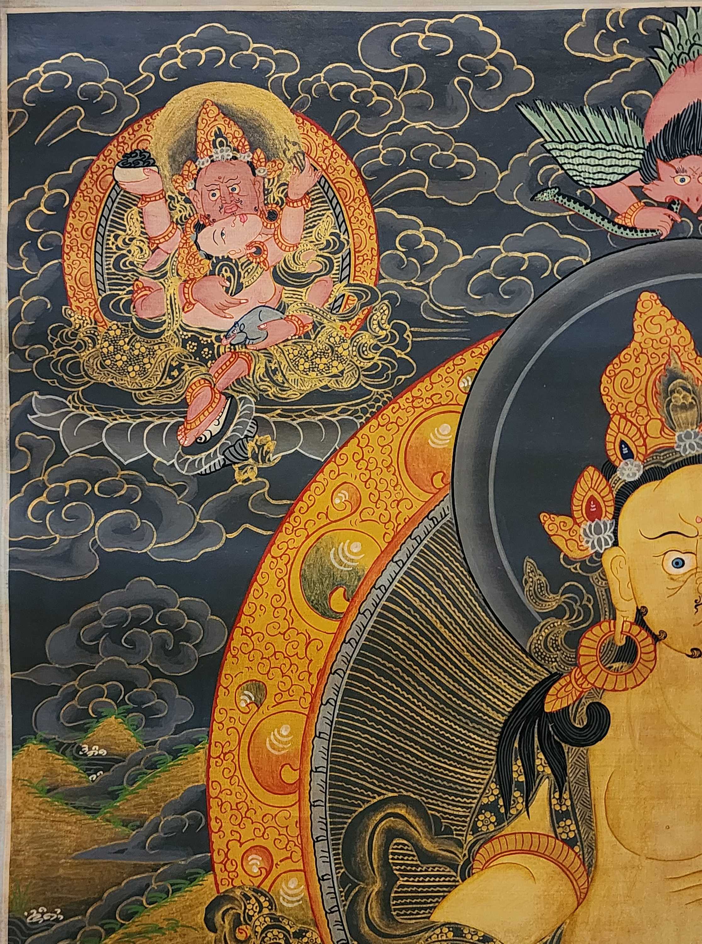 Five Jambhala Thangka, Buddhist Traditional Painting, Tibetan Style, oiled Thangka, old Stock
