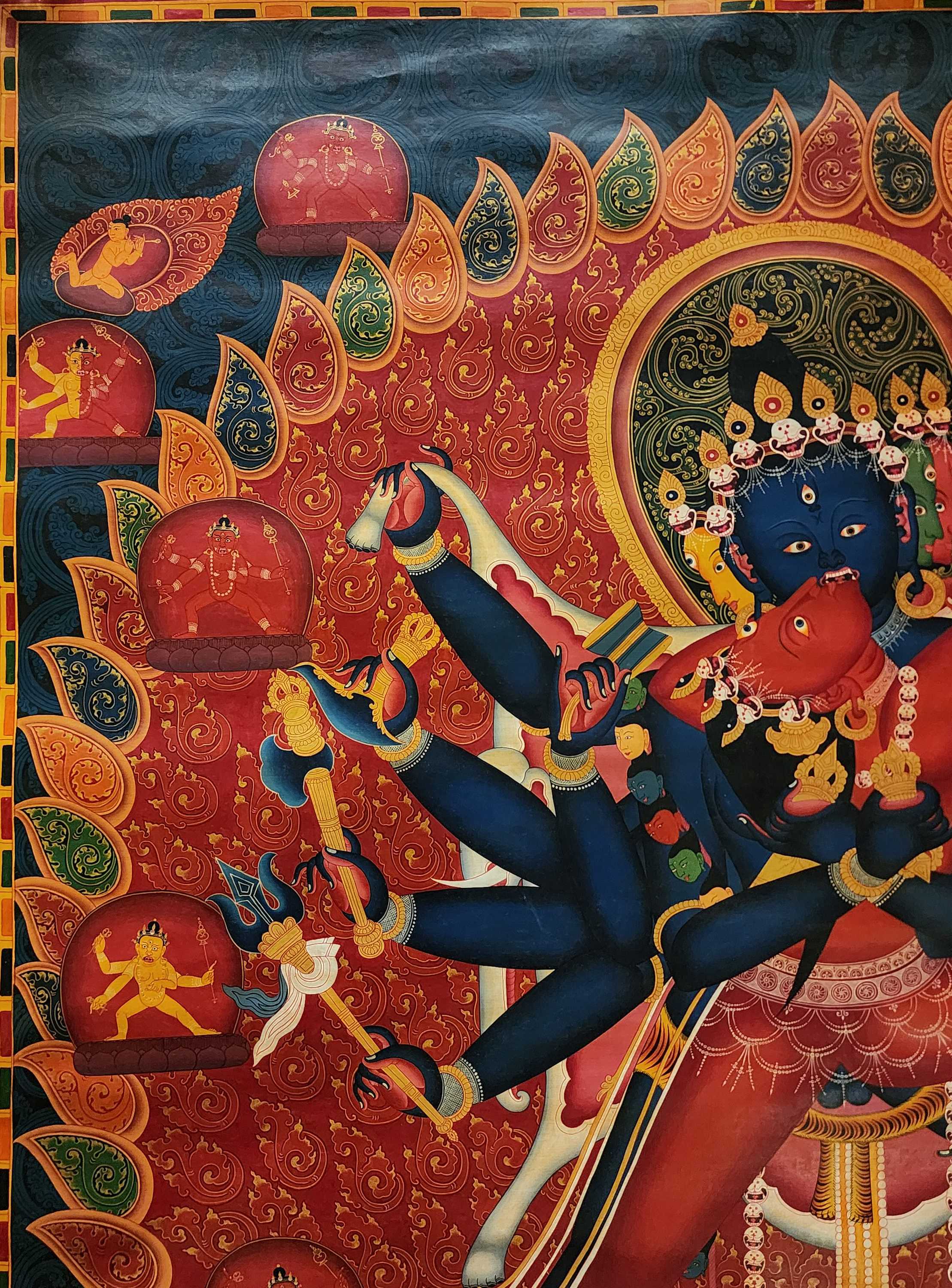 Chakrasamvara newari Thangka, Buddhist Traditional Painting, Tibetan Style, oiled Thangka, old Stock