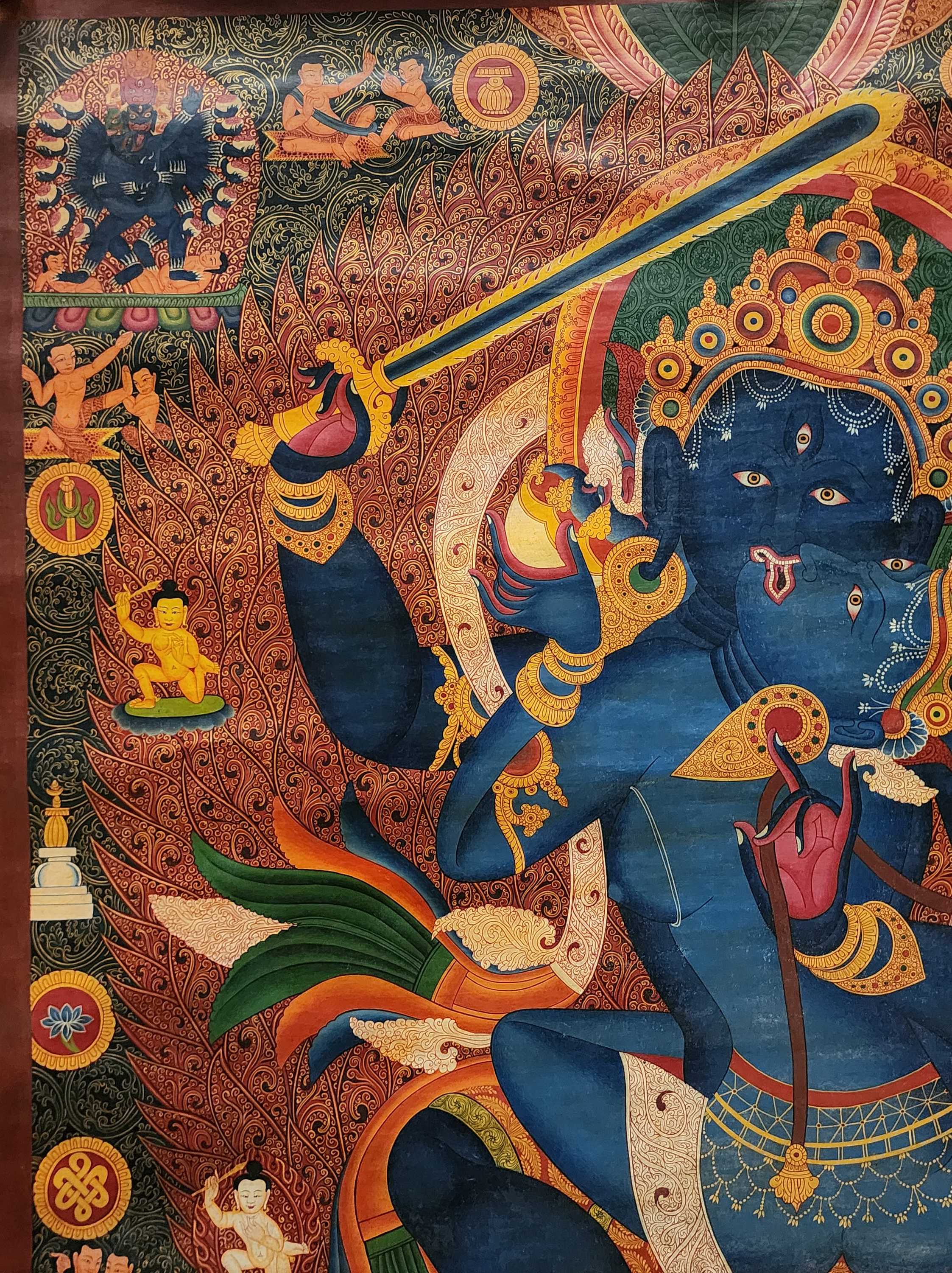 Chandamaharoshana Thangka, Sankata, master Quality, Buddhist Traditional Painting, Tibetan Style, oiled Thangka, old Stock