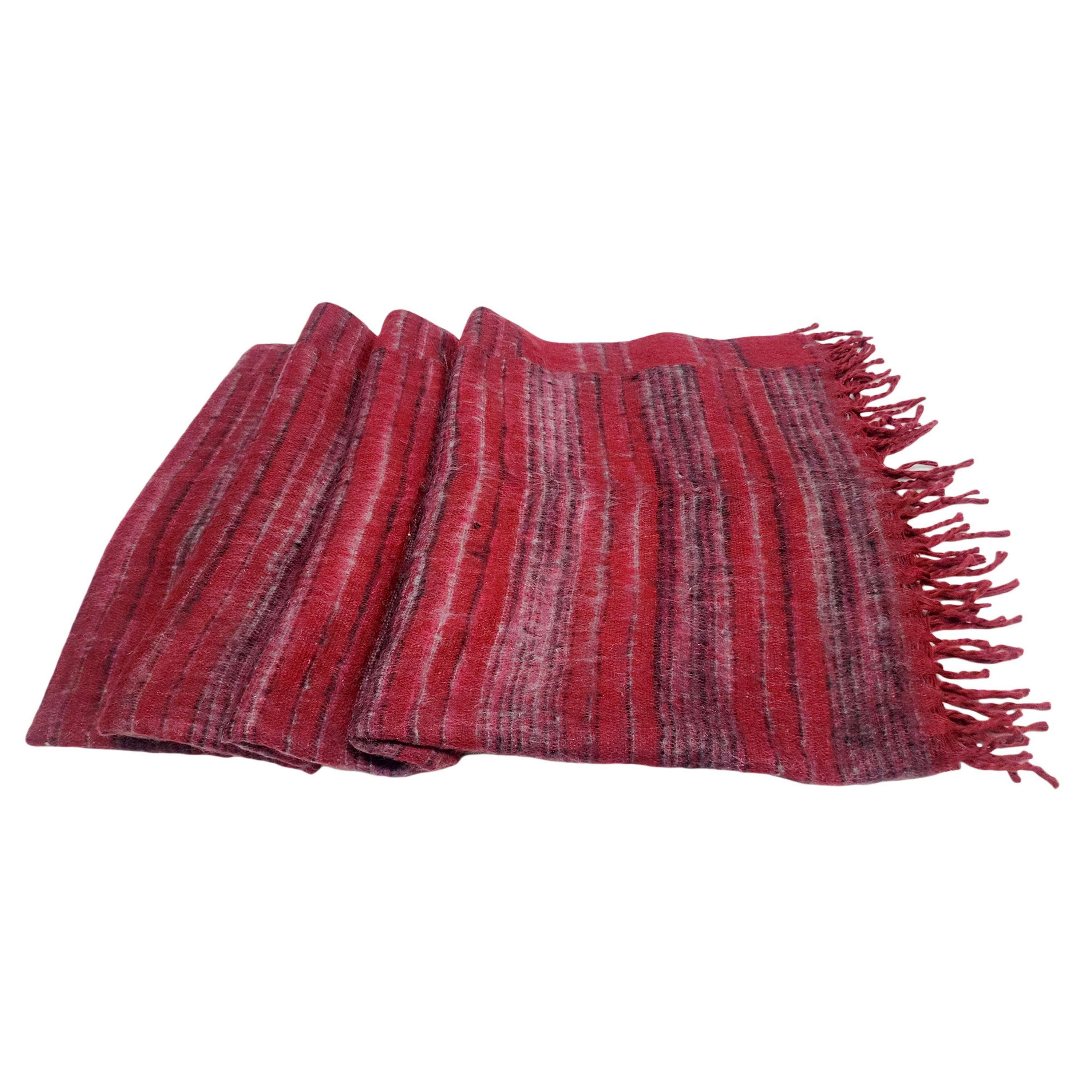 Tibet Shawl, Stay Cozy And Stylish With Acrylic Woolen Shawls, Maroon Color And Stripes