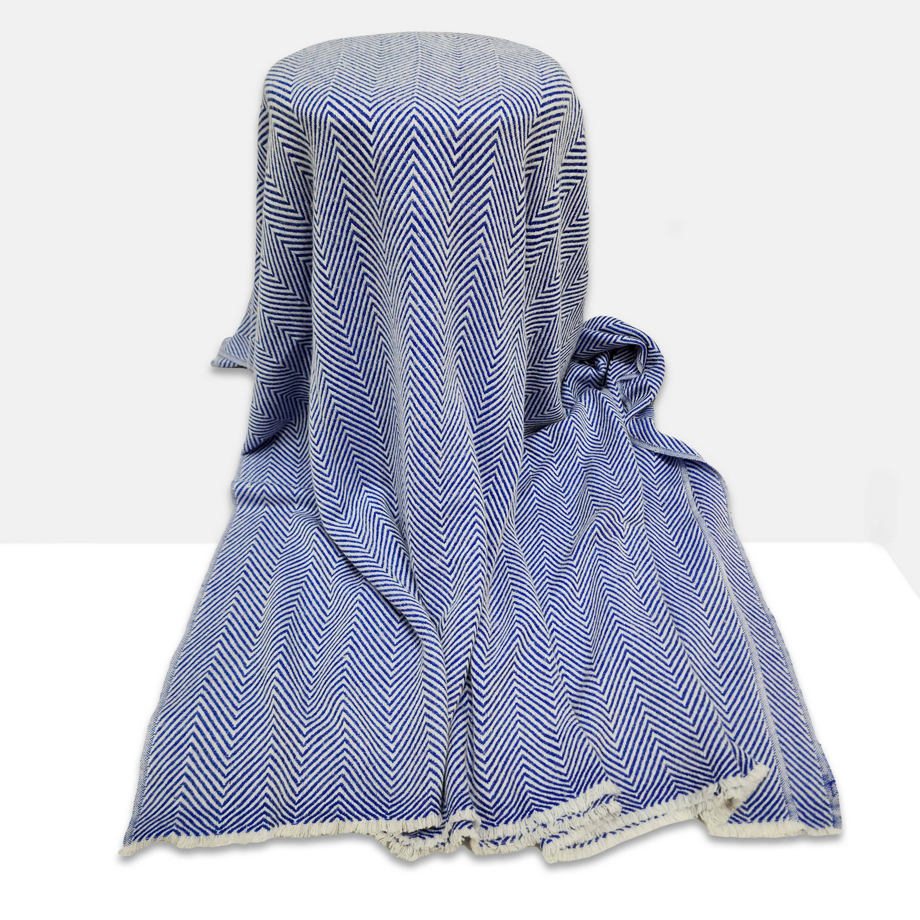 Pashmina Blanket, Nepali Hand Loom Blanket, blue And White Strip ...