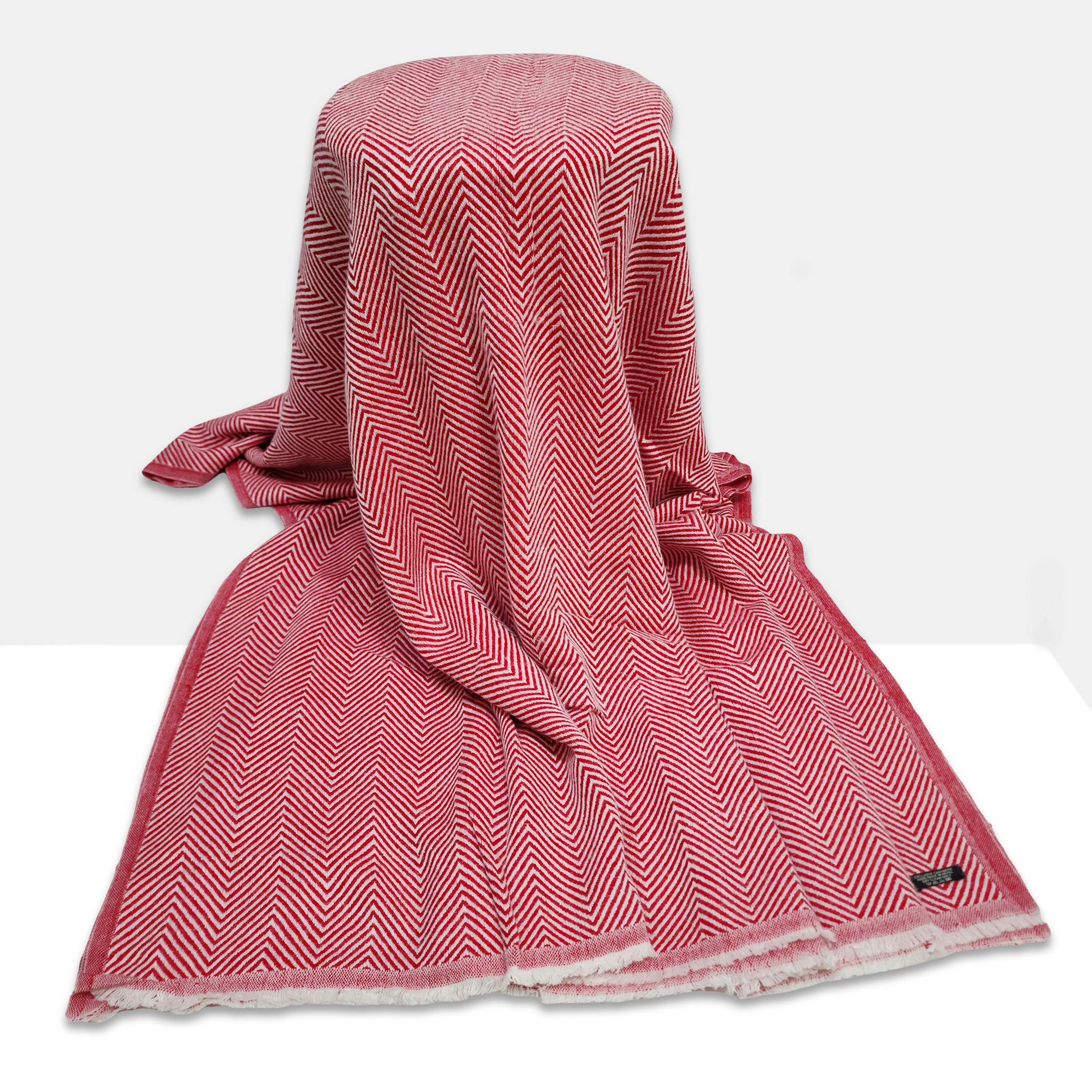 Pashmina Blanket, Nepali Hand Loom Blanket, red And White Strip ...