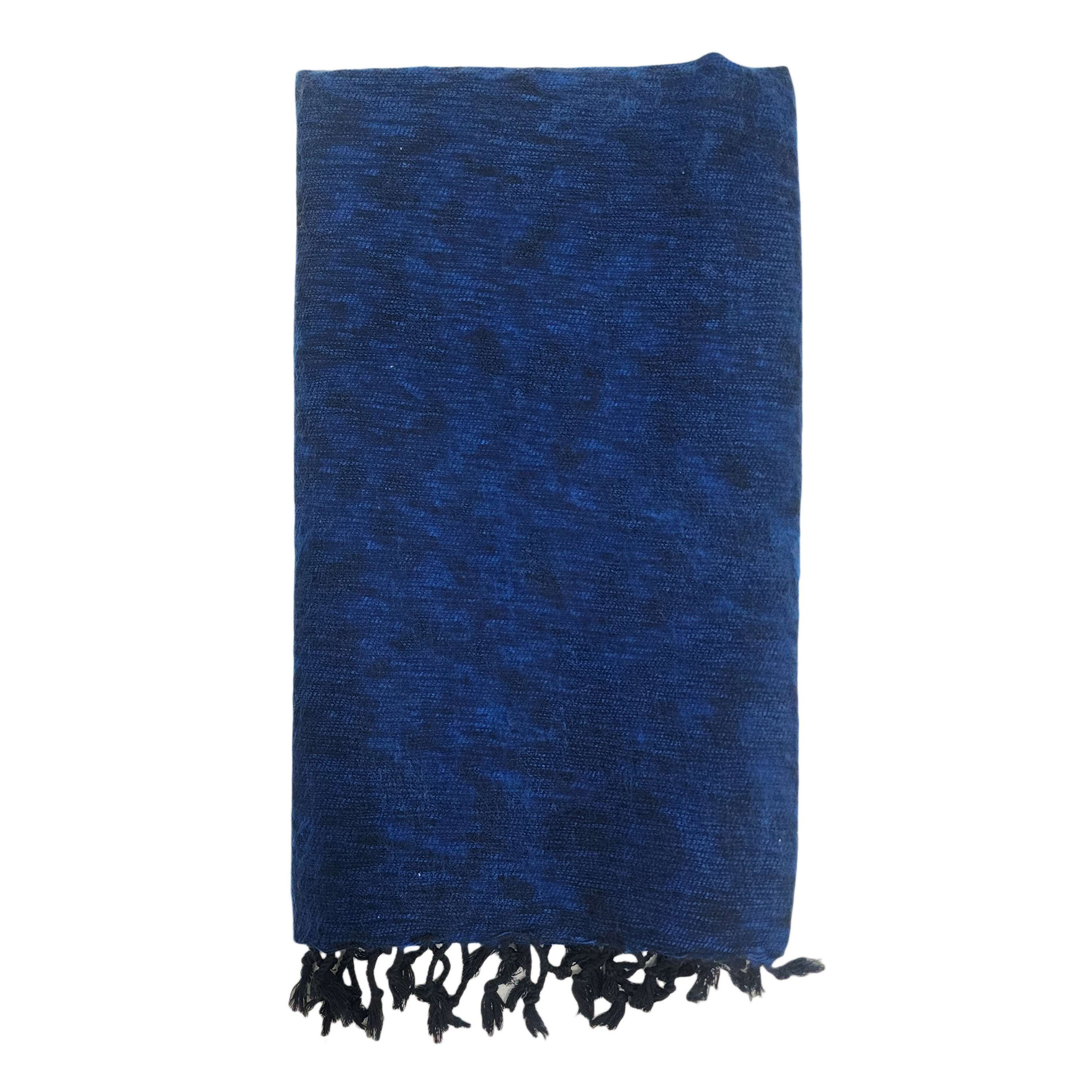 Yak Wool Shawl, Nepali Acrylic Hand Loom Shawl, blue Color