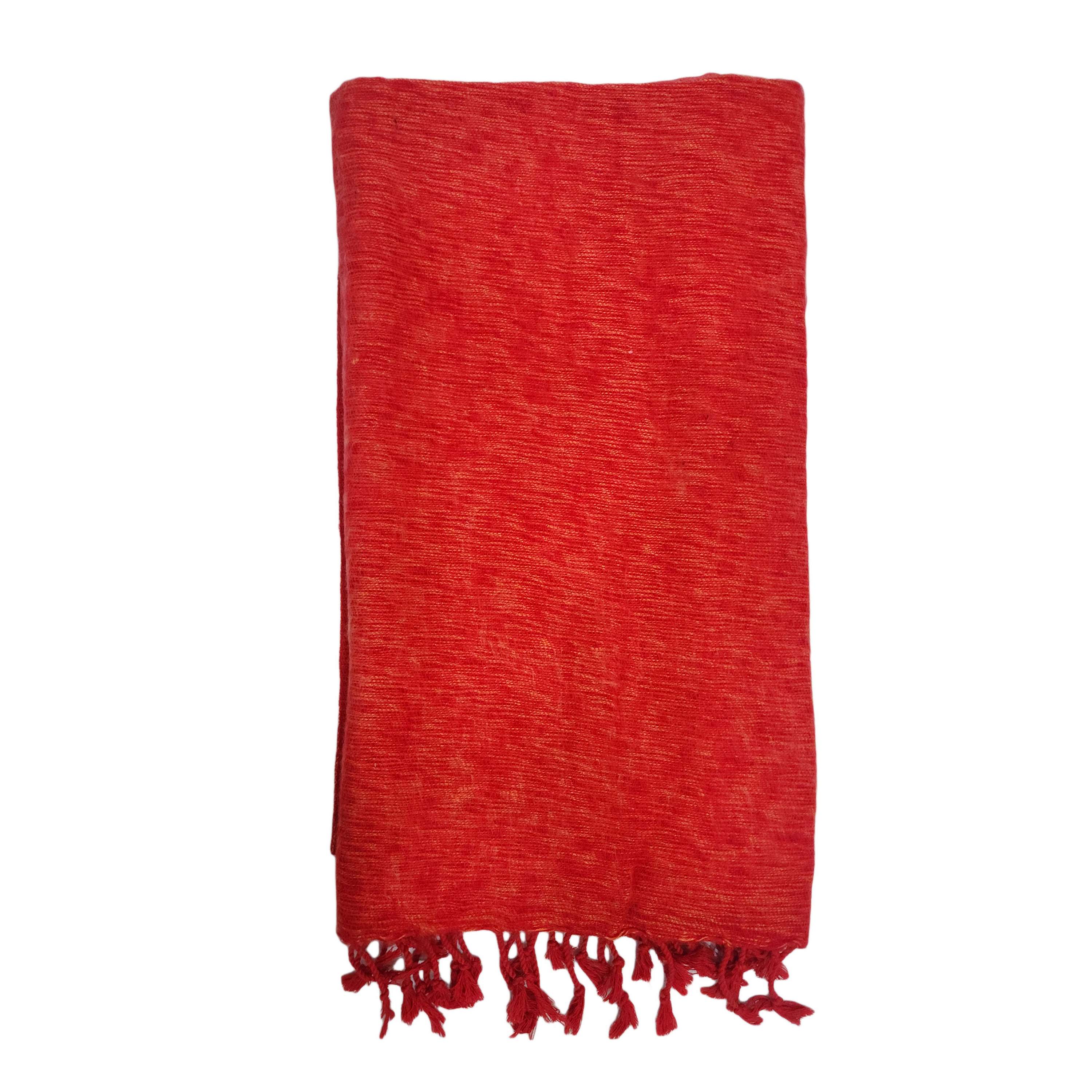 Yak Wool Shawl, Nepali Acrylic Hand Loom Shawl, red Color