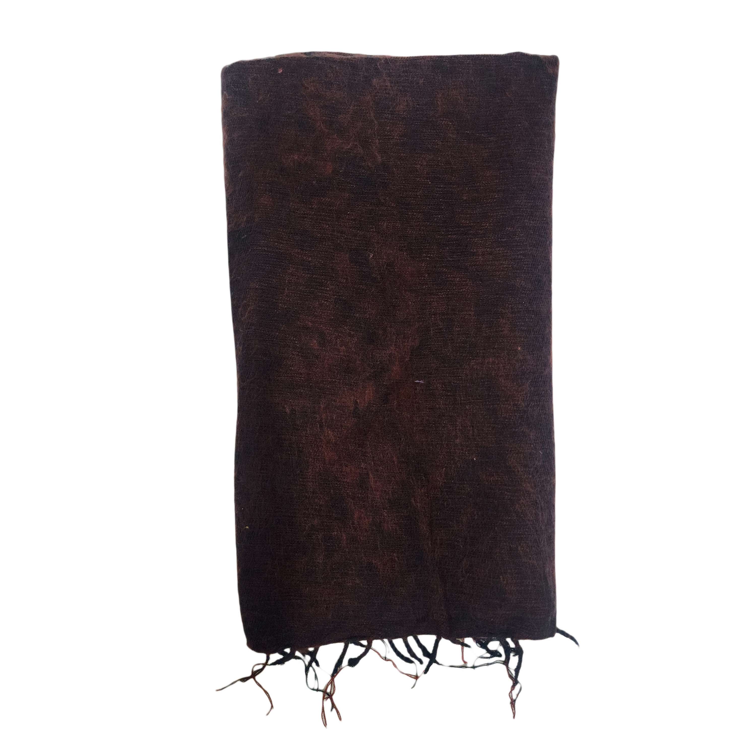 Yak Wool Shawl, Nepali Acrylic Hand Loom Shawl, reddish-brown Color
