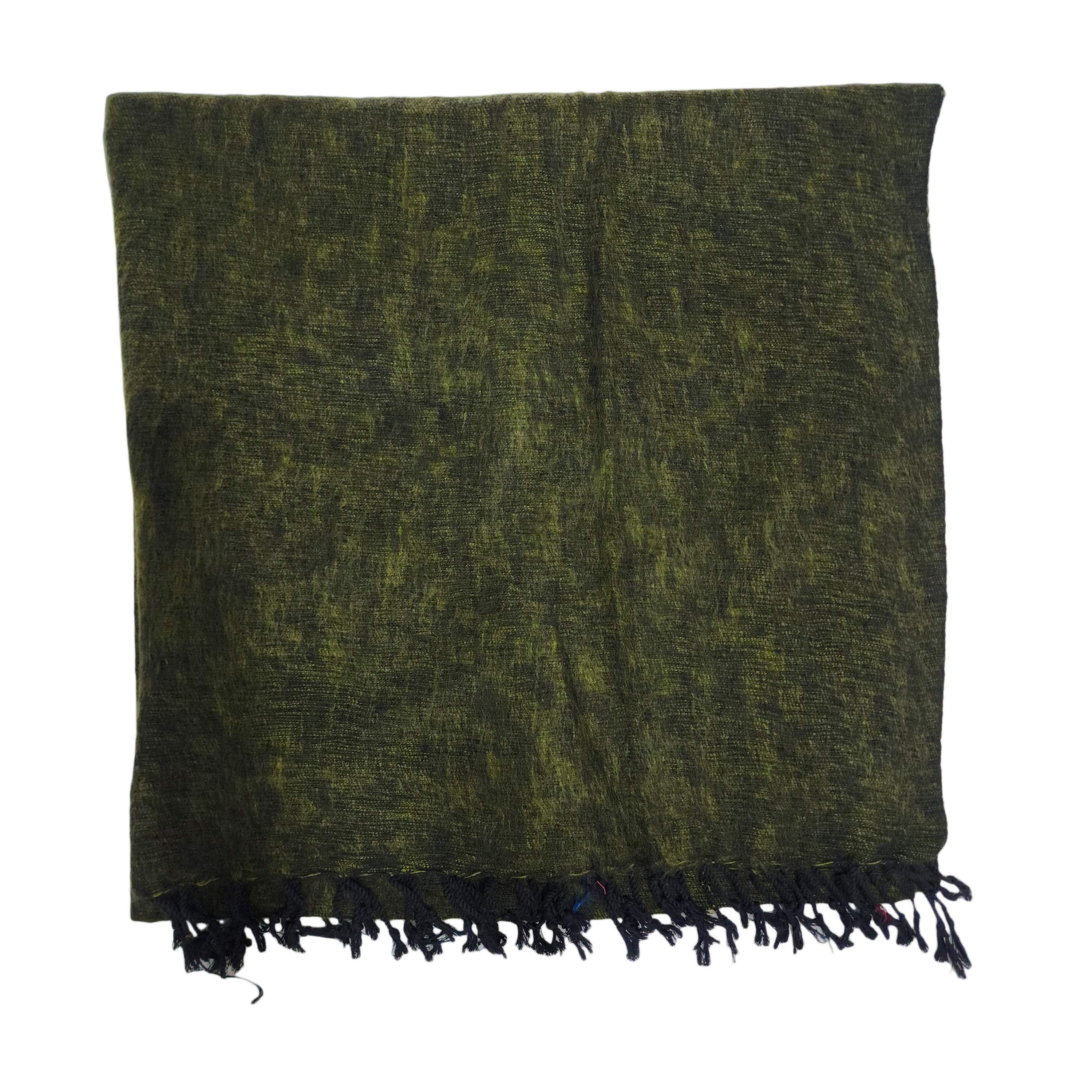 Yak Wool Blanket, Nepali Acrylic Hand Loom Blanket, Color olive Drab