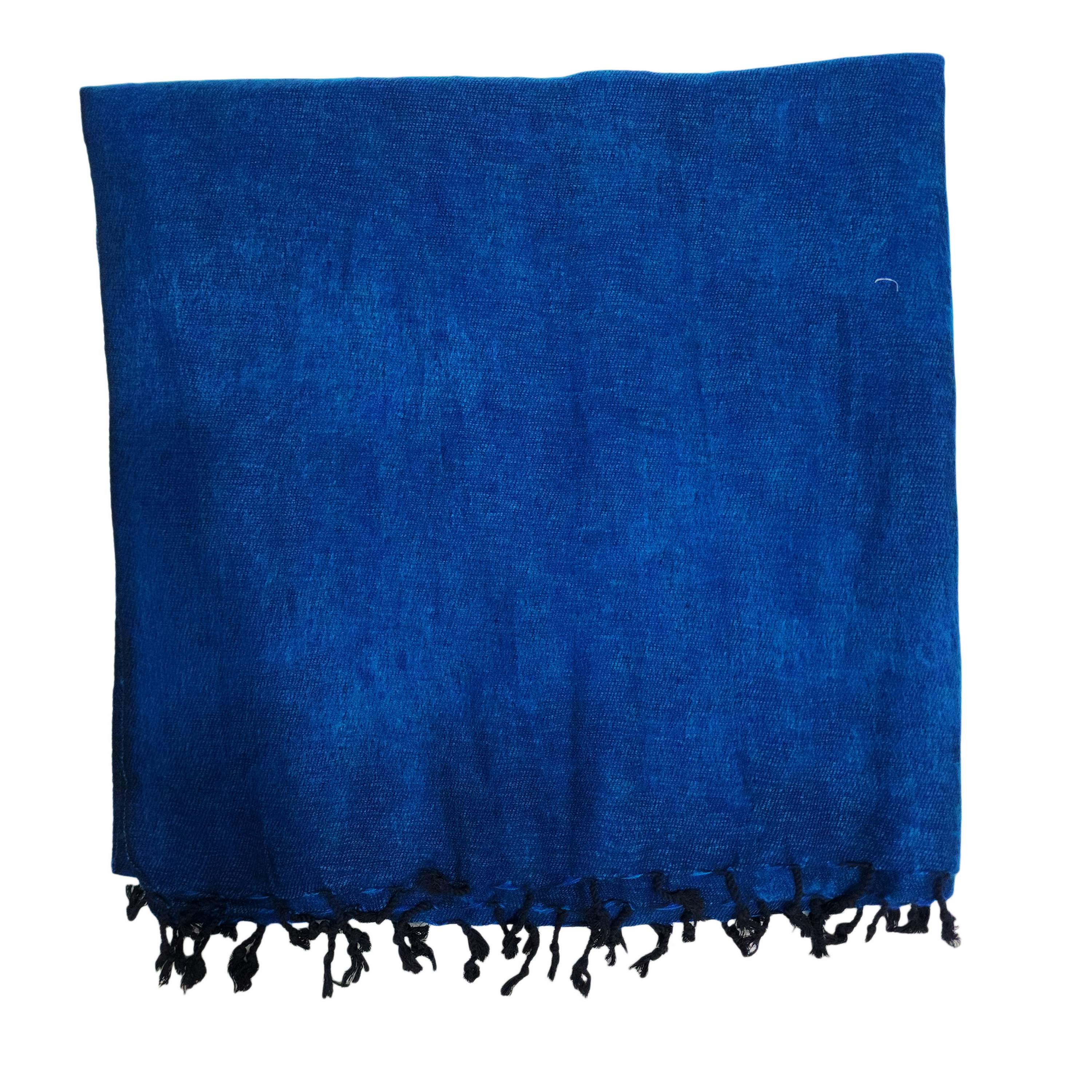 Yak Wool Blanket, Nepali Acrylic Hand Loom Blanket, Color navy Blue