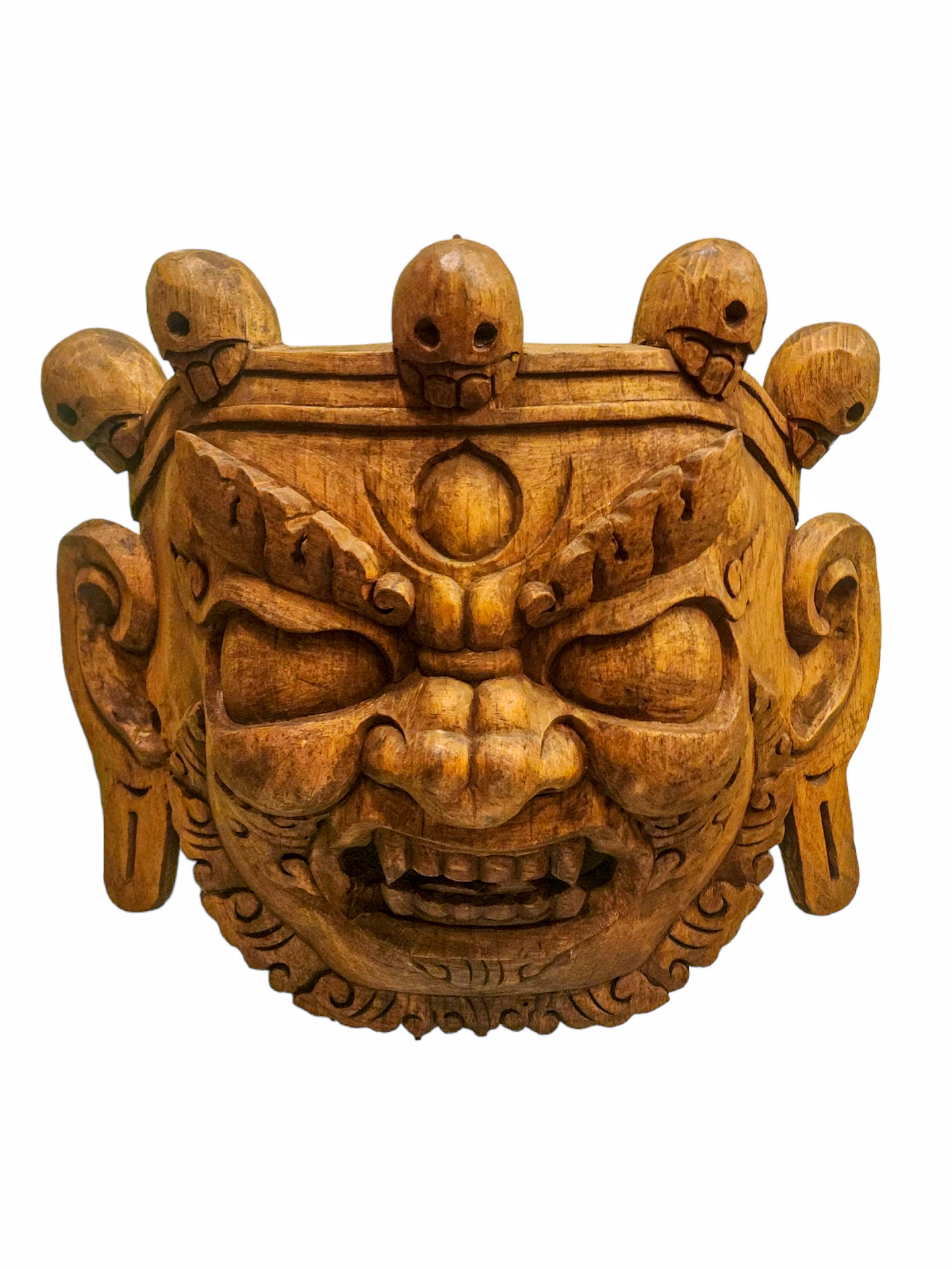 bhairav, Handmade Wooden Mask, Wall Hanging, antique, Poplar Wood