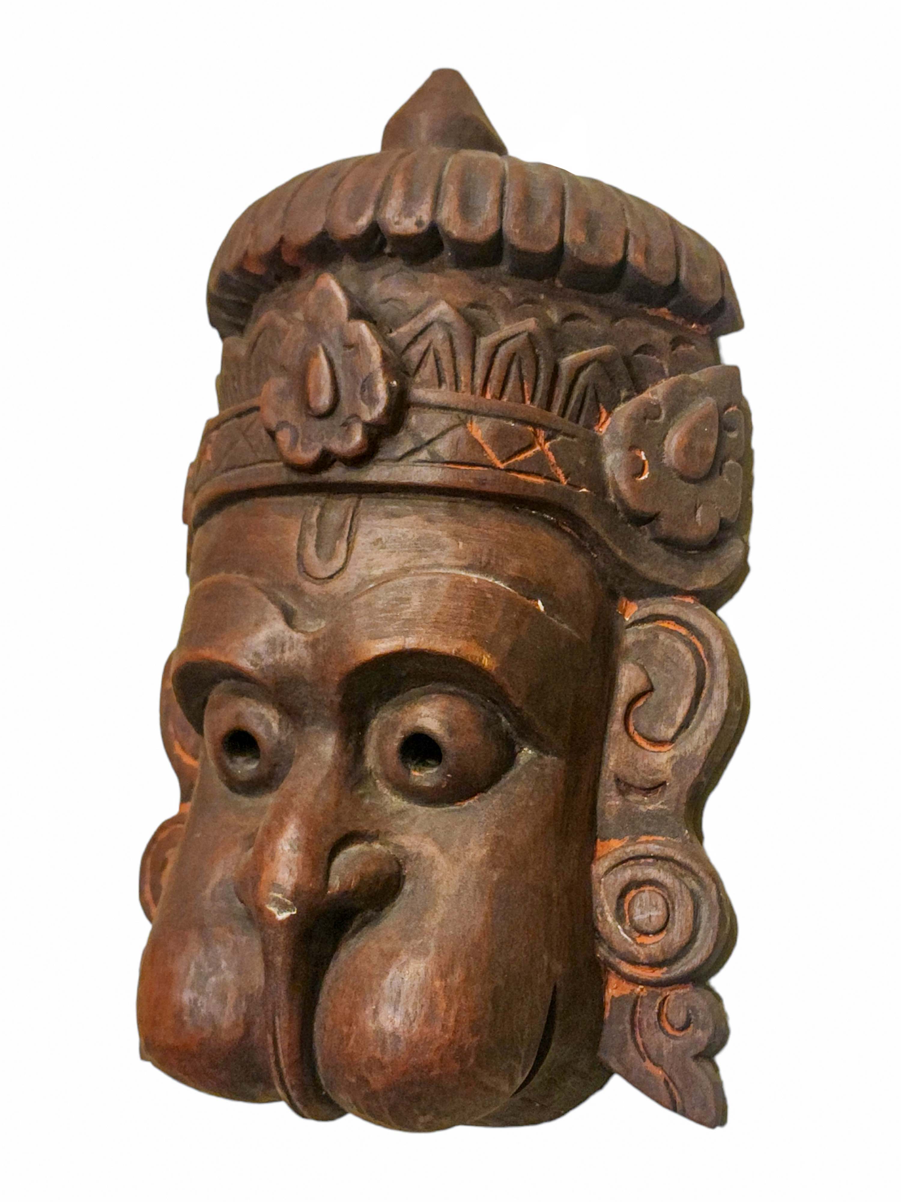 hanuman, Handmade Wooden Mask, Wall Hanging, painted, Poplar Wood