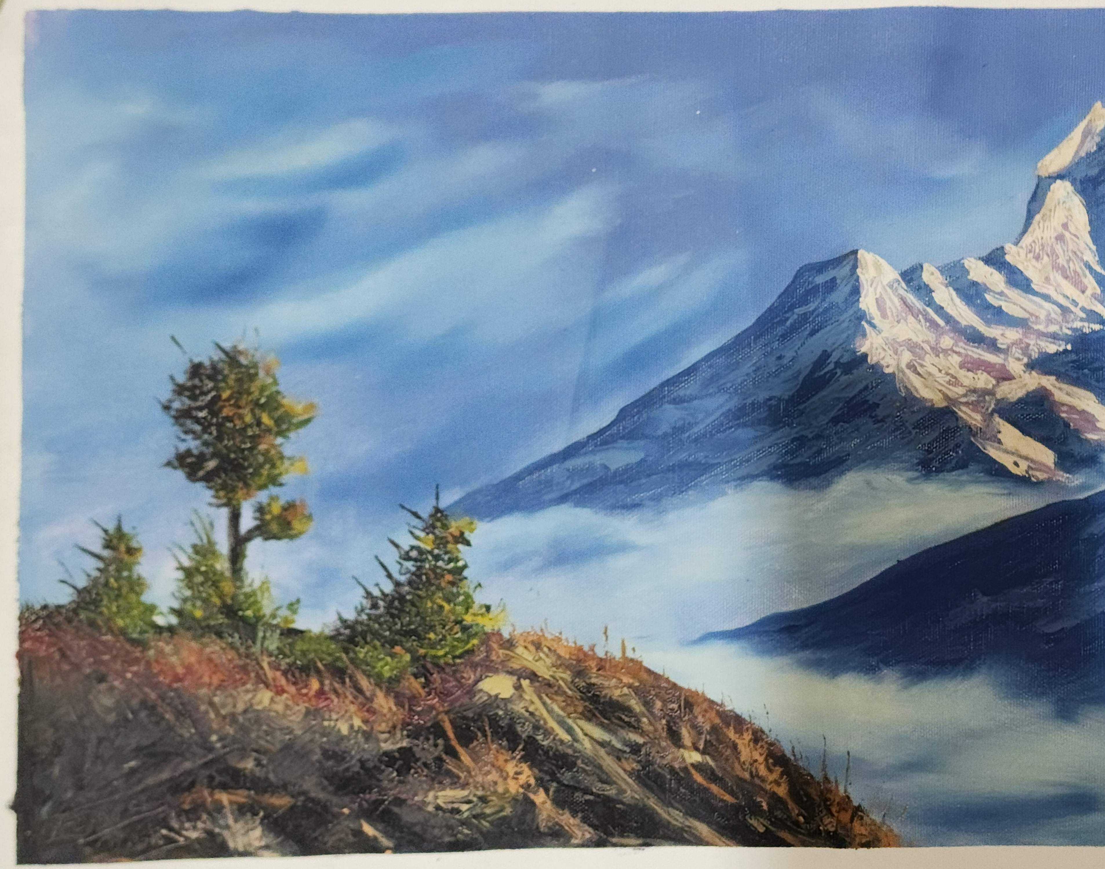 Mount Everest Painting, Hand Painted