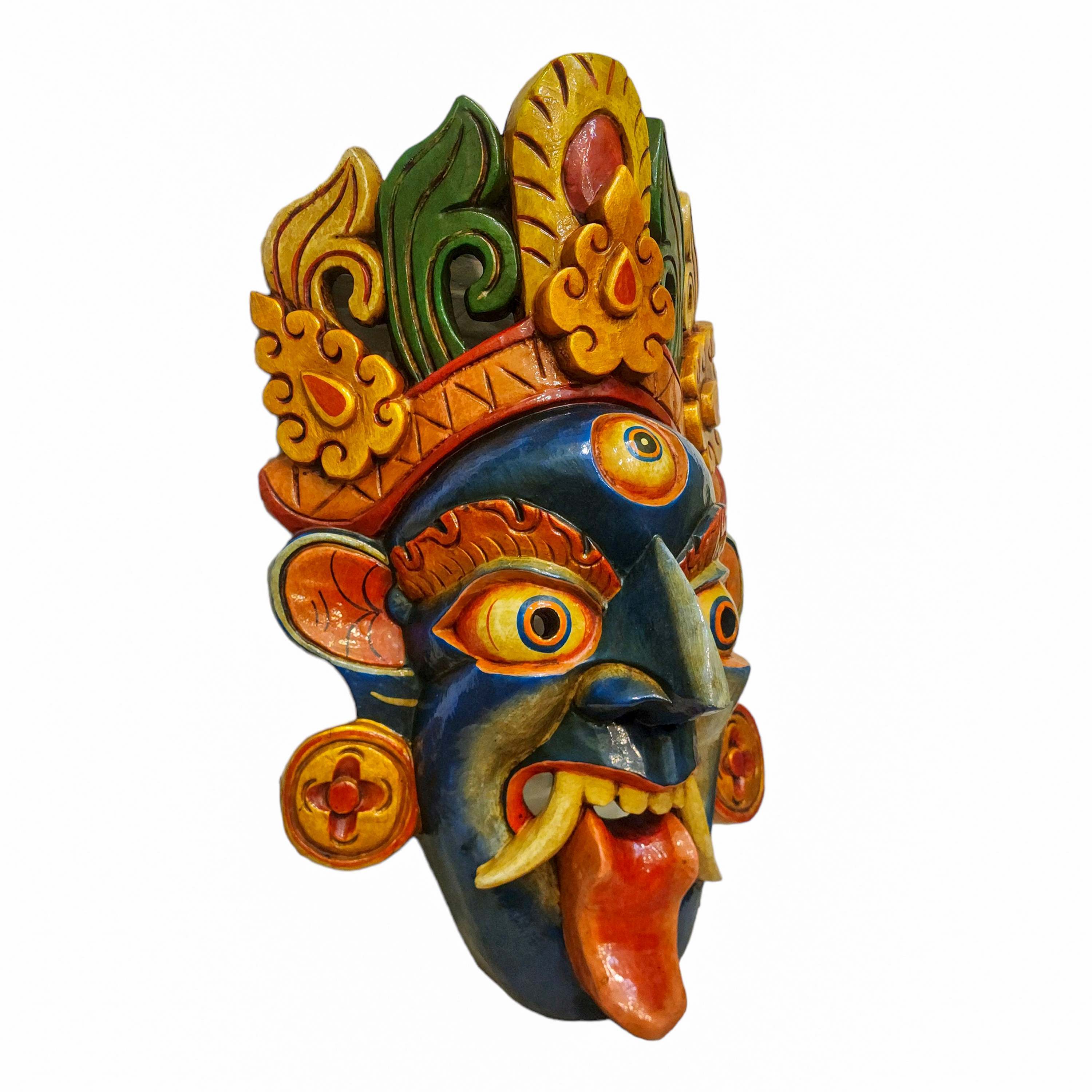 kali, Handmade Wooden Mask, Wall Hanging, painted, Poplar Wood