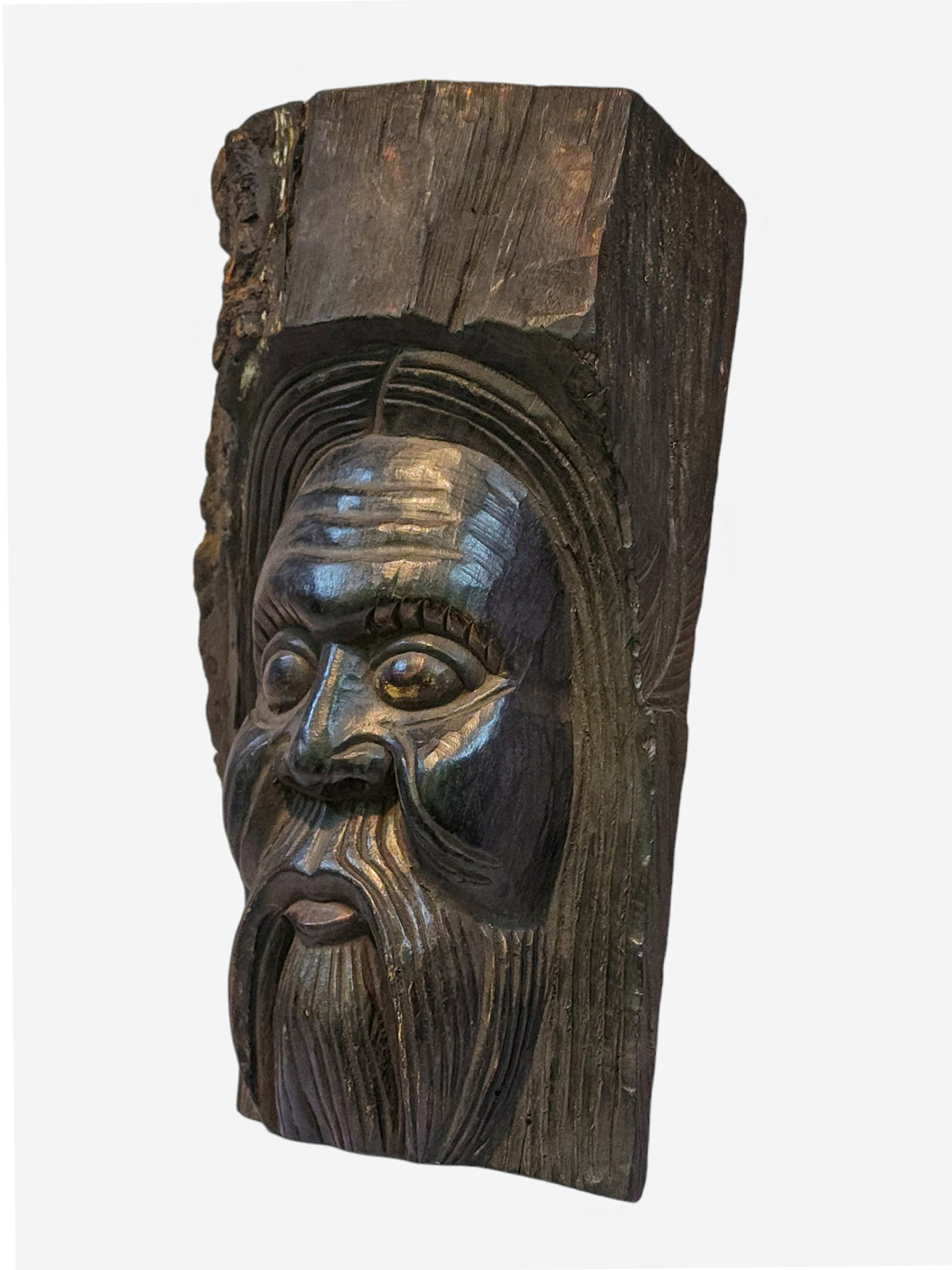 baba Mask, Handmade Wooden Mask, Wall Hanging, painted, Poplar Wood