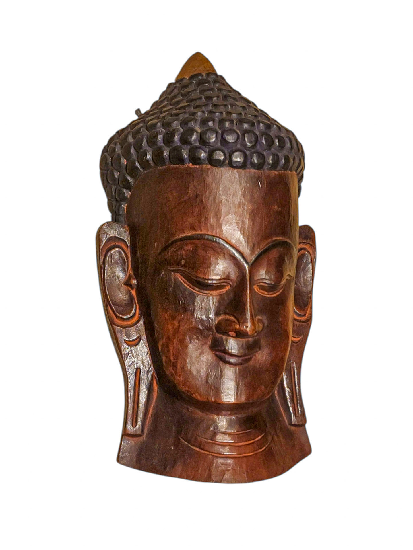 buddha Head,buddhist Handmade Wooden Statue, Wall Hanging, thangka Color Finishing, Poplar Wood