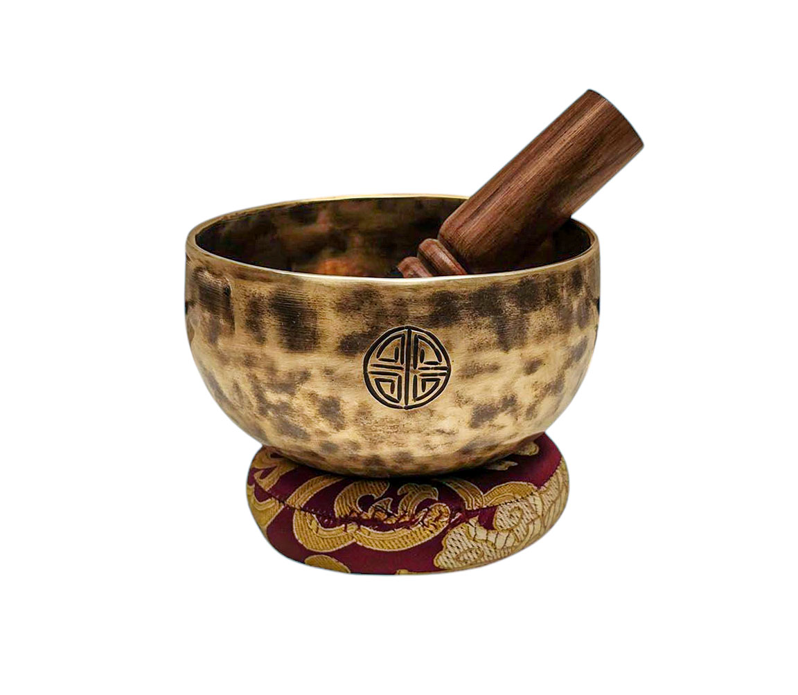 full Moon Bowl, Moon Carved, Buddhist Hand Beaten, Antique Finishing, select Accessories