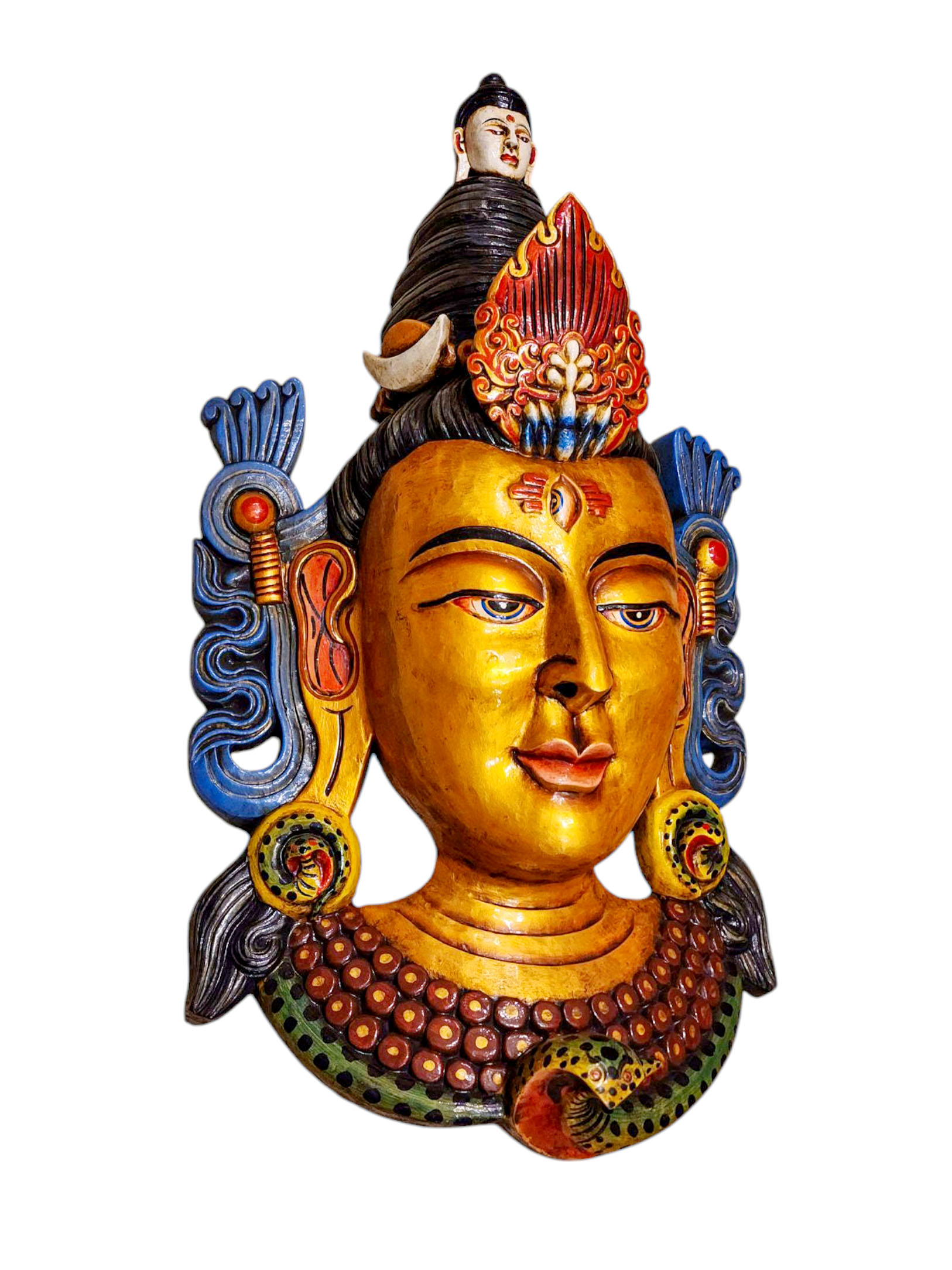 Buddhist Wooden Tribal Mask <span Style=