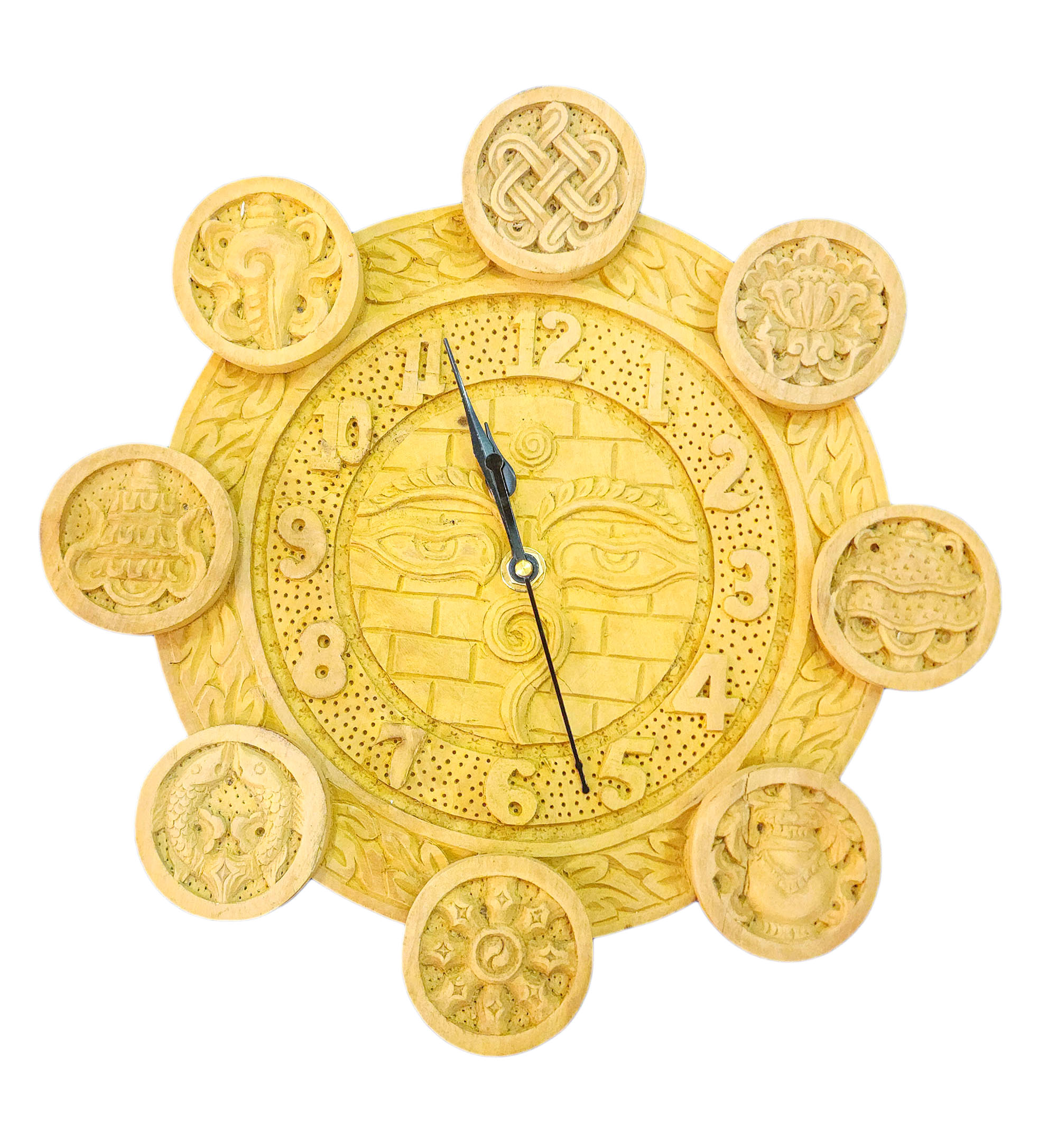 Buddhist Handmade Wooden Wall Watch Wall Hanging, <span Style=